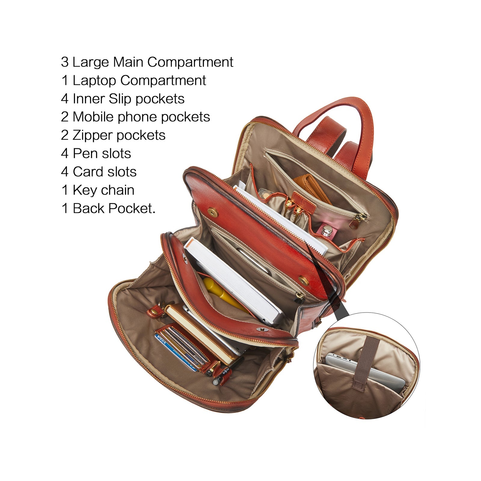 Frida Laptop BagsFor Women 15.6 Inch — Red Backpack
