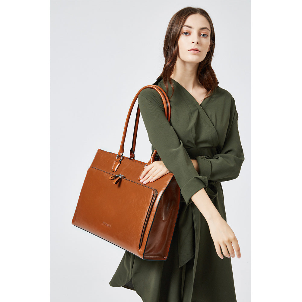 Carol Minimalist Leather Briefcase