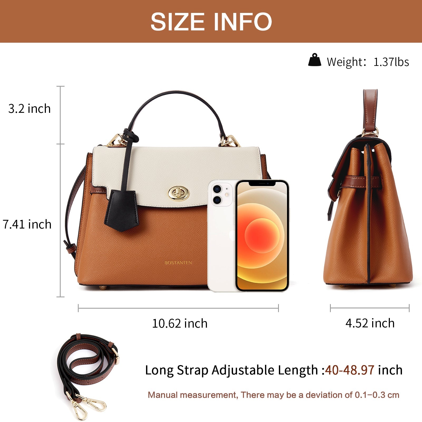 BOSTANTEN Top-handle Handbags for Women Designer Leather Crossbody Satchel Bags Shoulder Tote Purse