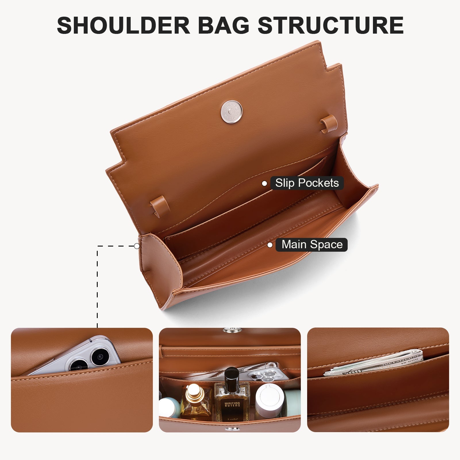 Kweli Belted Elegance Leather Shoulder Bag