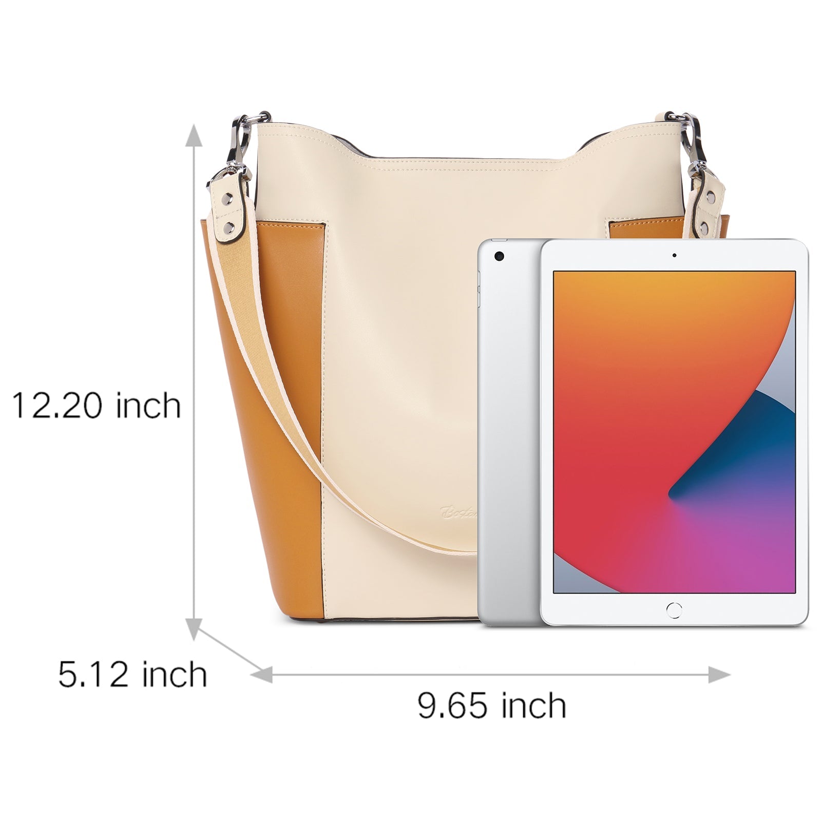 Lotty Functional and Fashionable Buttery Soft Leather Hobo Bag - Beige with Yellow