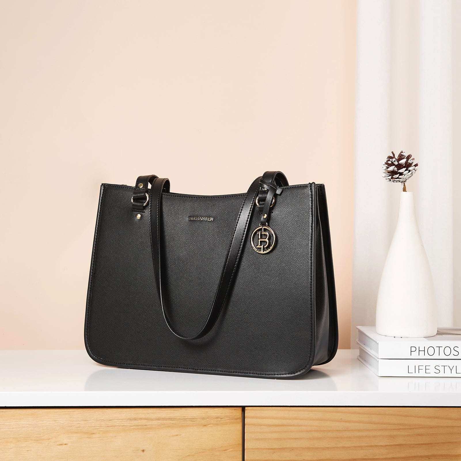 BOSTANTEN Leather Handbags Deigner Tote Bag Women Top-Handle Satchel Purses Shoulder Bags