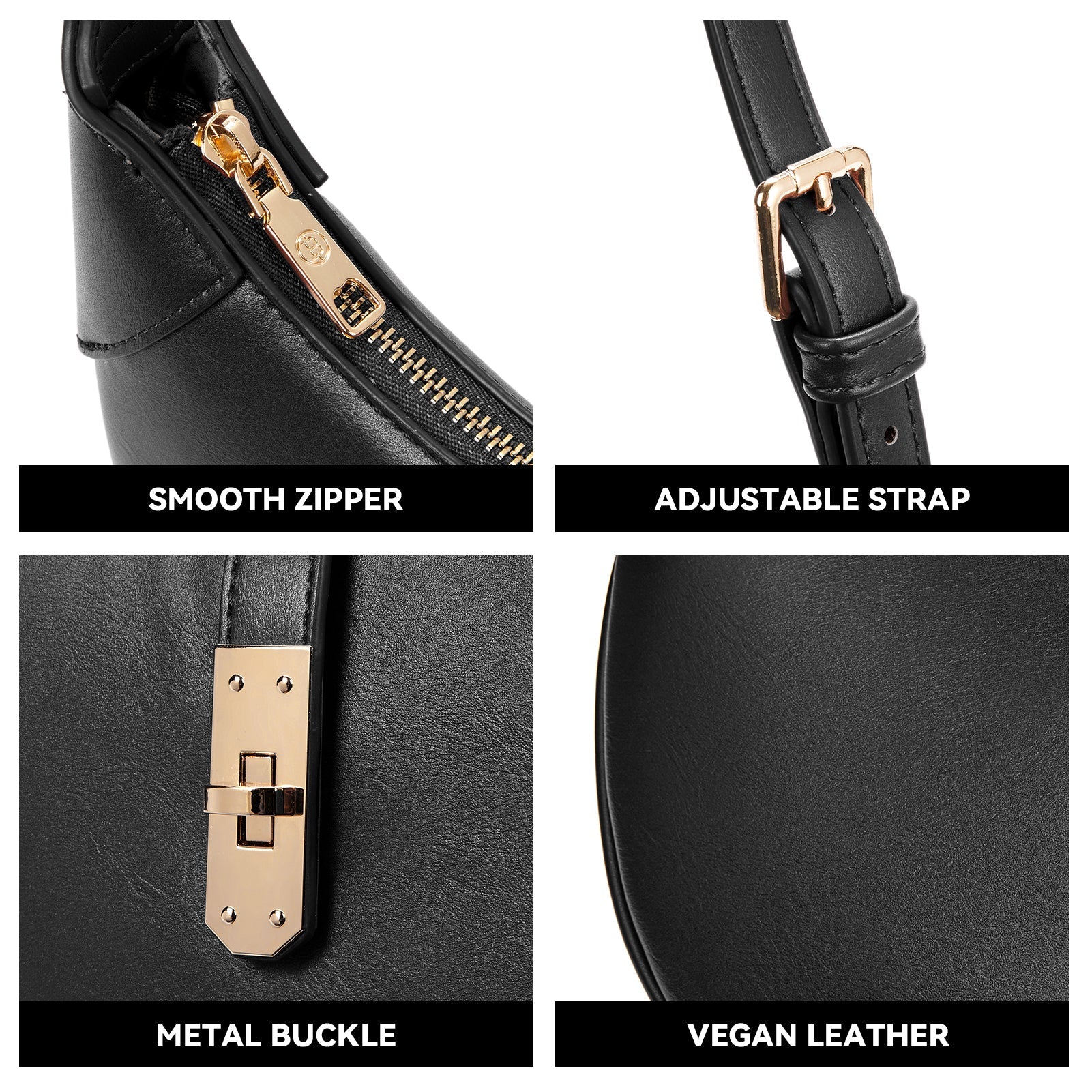 Kweli Crescent Designer Clasp Shoulder Bag