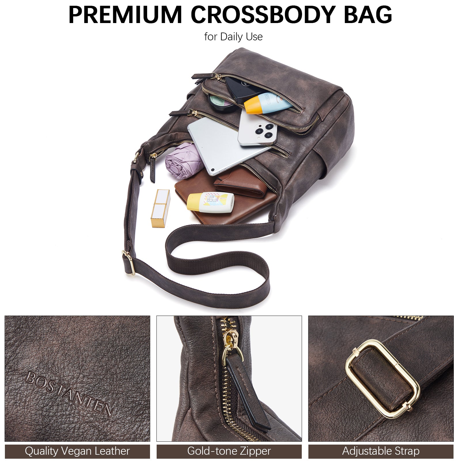 Evelyn Multi Pocket Shoulder Hobo Bag