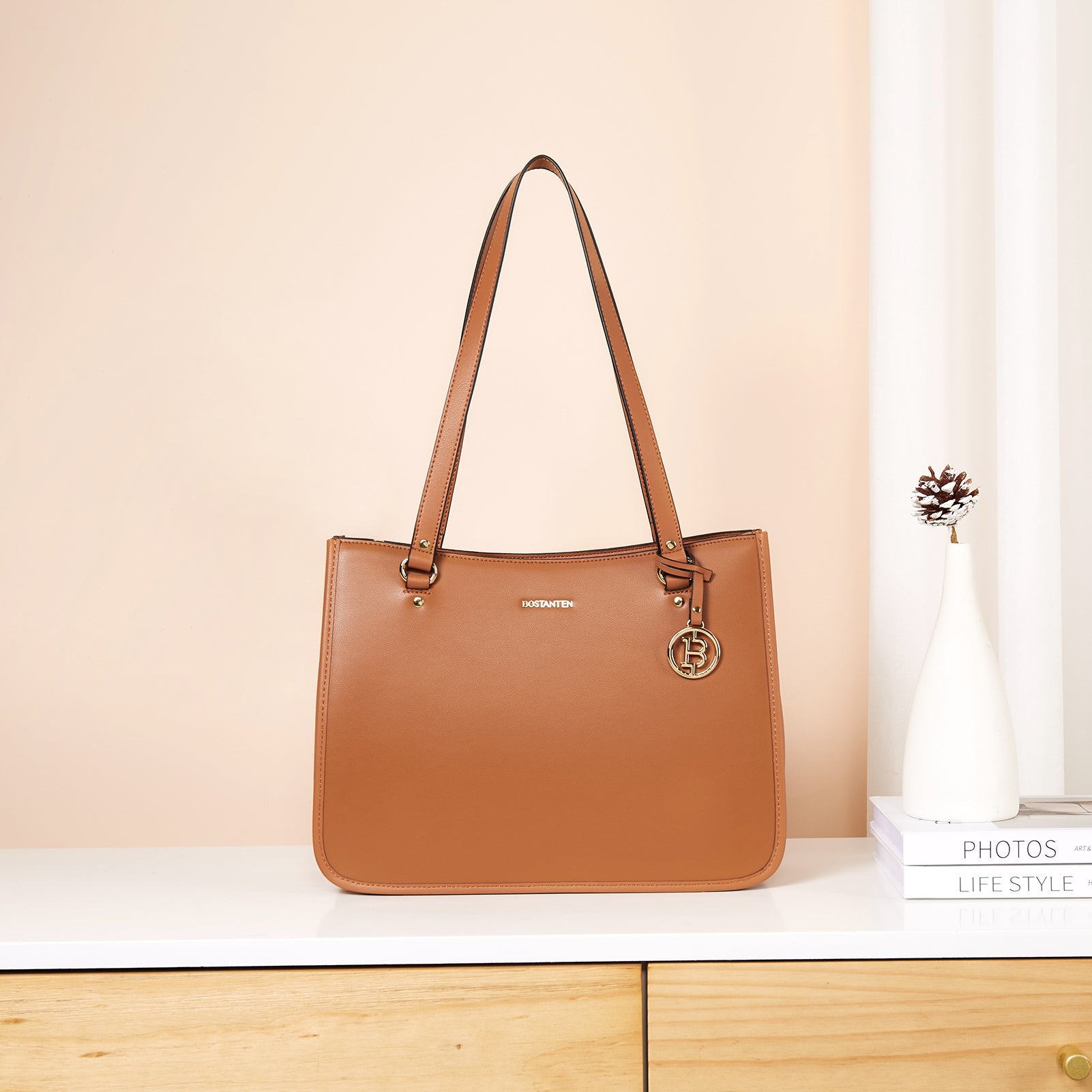 BOSTANTEN Leather Handbags Deigner Tote Bag Women Top-Handle Satchel Purses Shoulder Bags