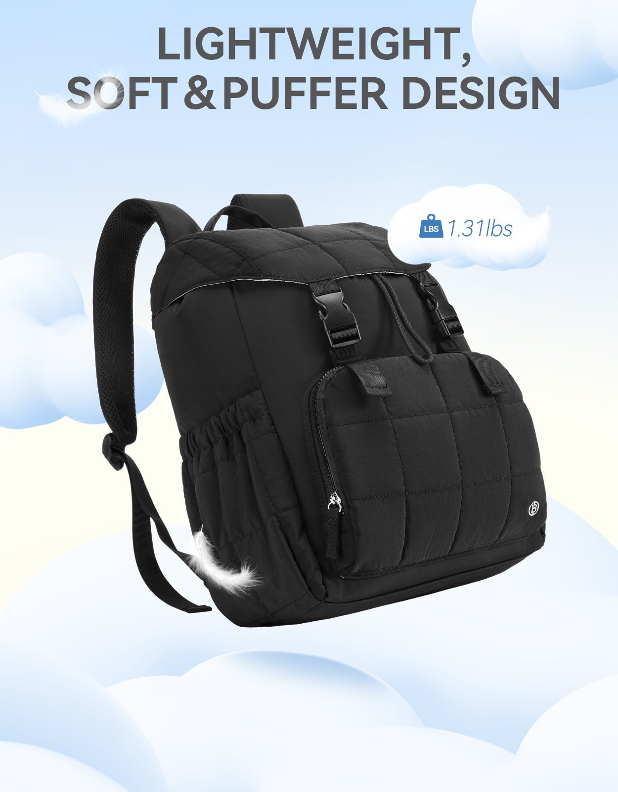 AVE 15.6 Inch Taslan Quilted Lightweight Laptop Backpack