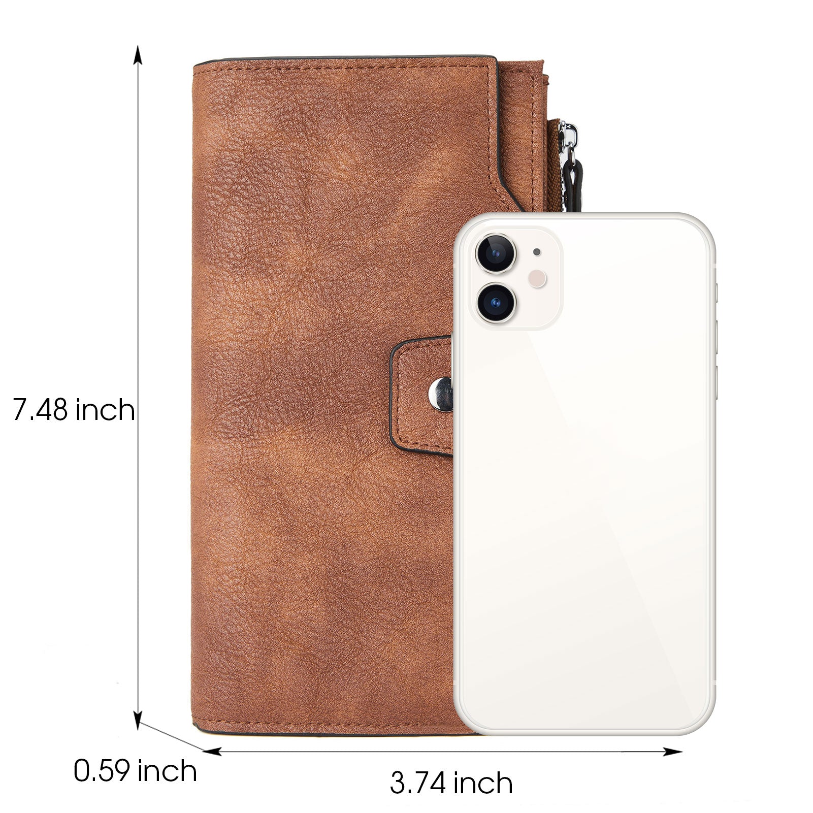 BOSTANTEN Womens Wallet Leather Wallets Large Capacity Cash Cluth Purses Coffee Rough Grain