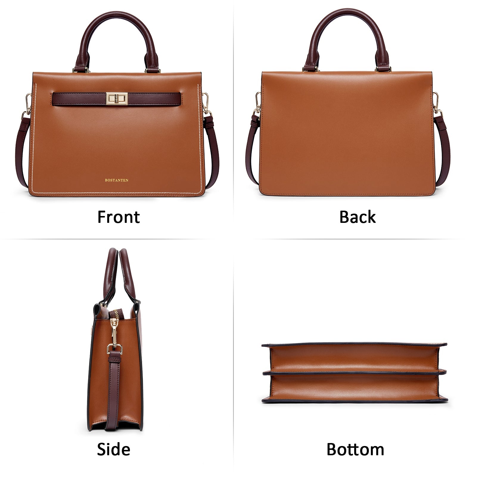 BOSTANTEN Leather Handbag for Women Top Handle Designer Fashion Shoulder Bag Purse