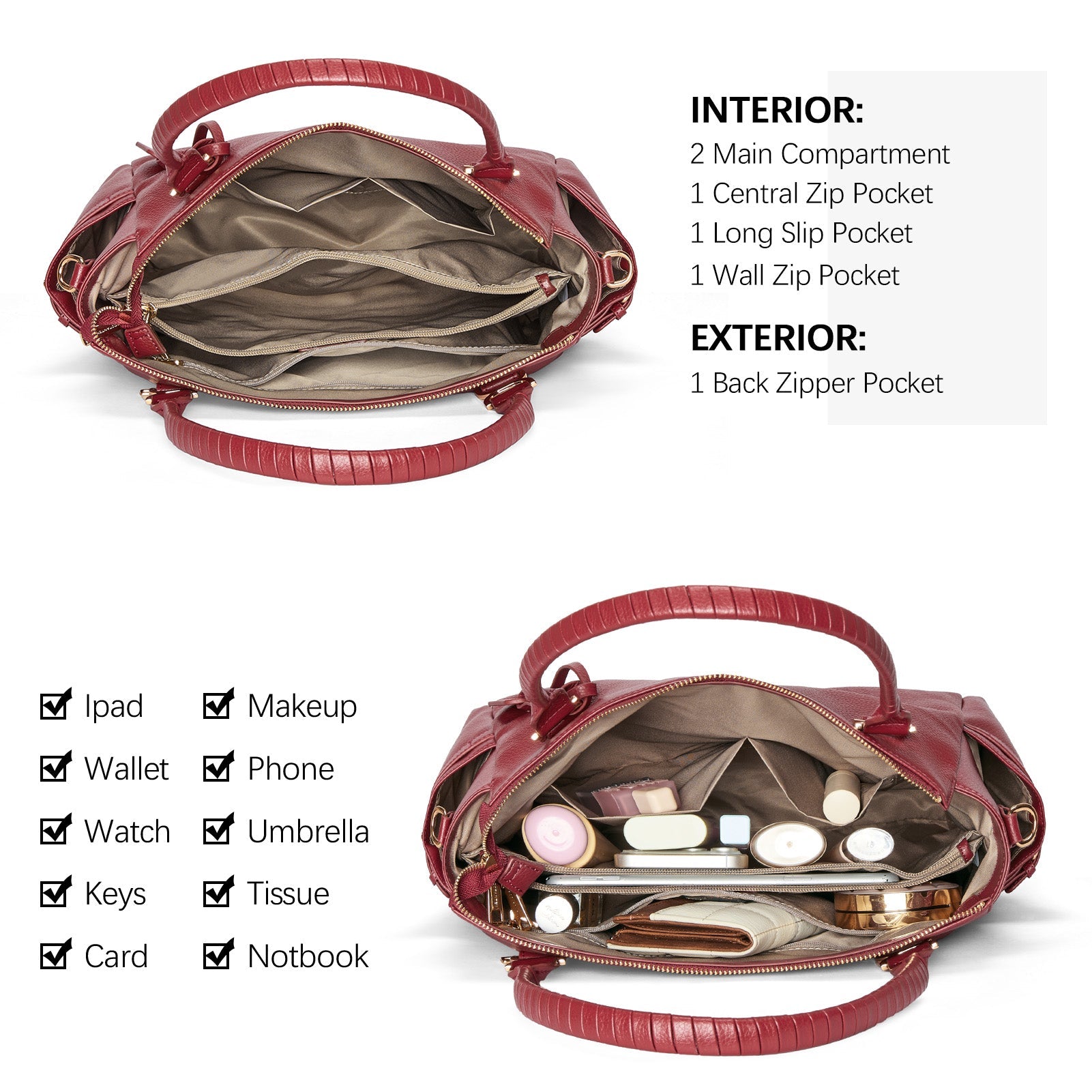 Nevin Genuine Pebbled Leather Everyday Carryall Tote