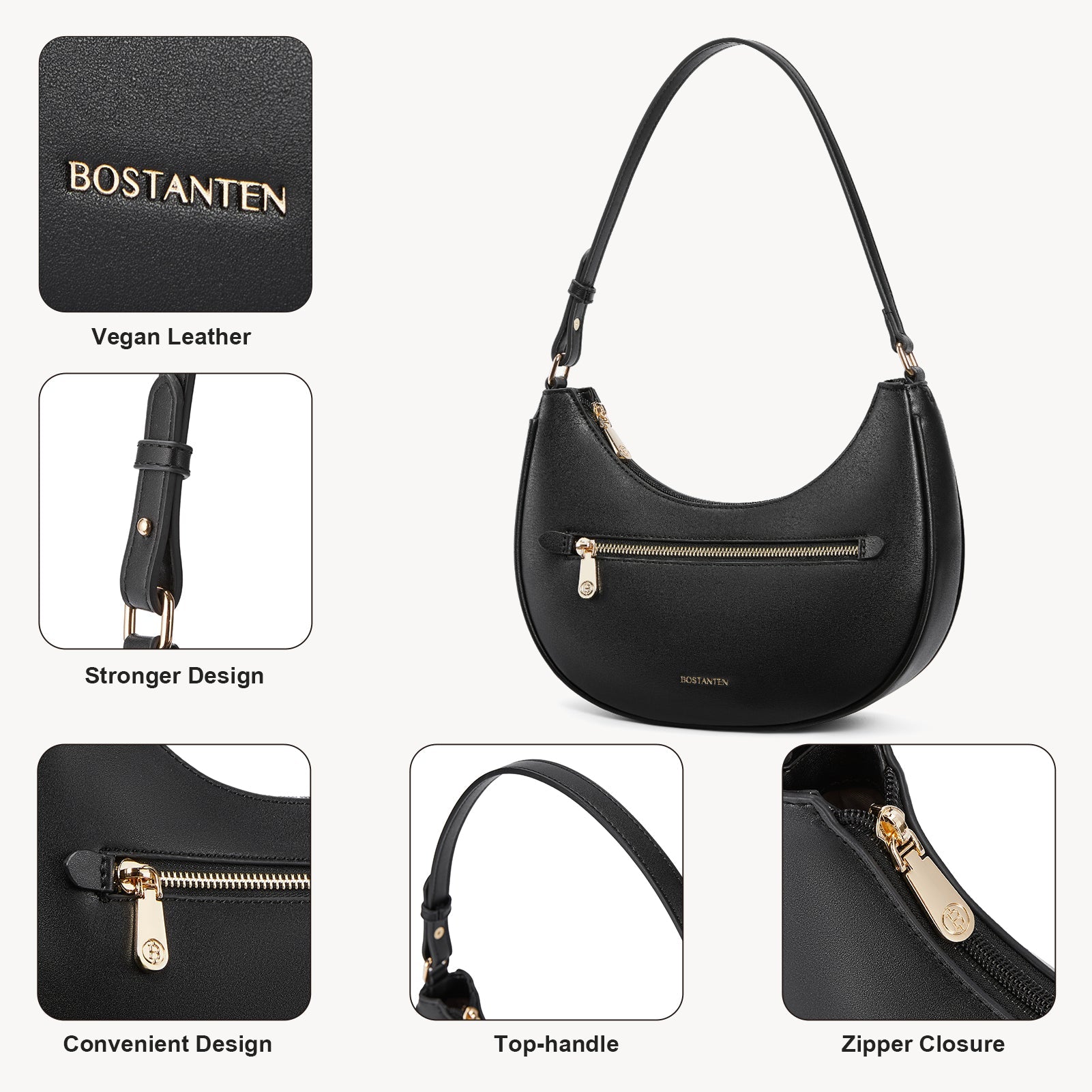 Kweli Crescent Shoulder Bag with Zip Pocket