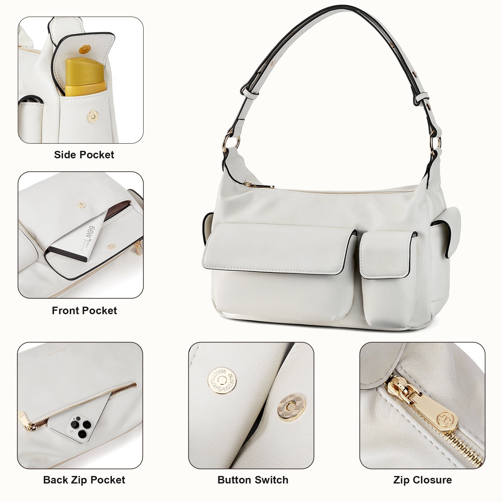 Kweli Distressed Cargo Pocket Shoulder Bag