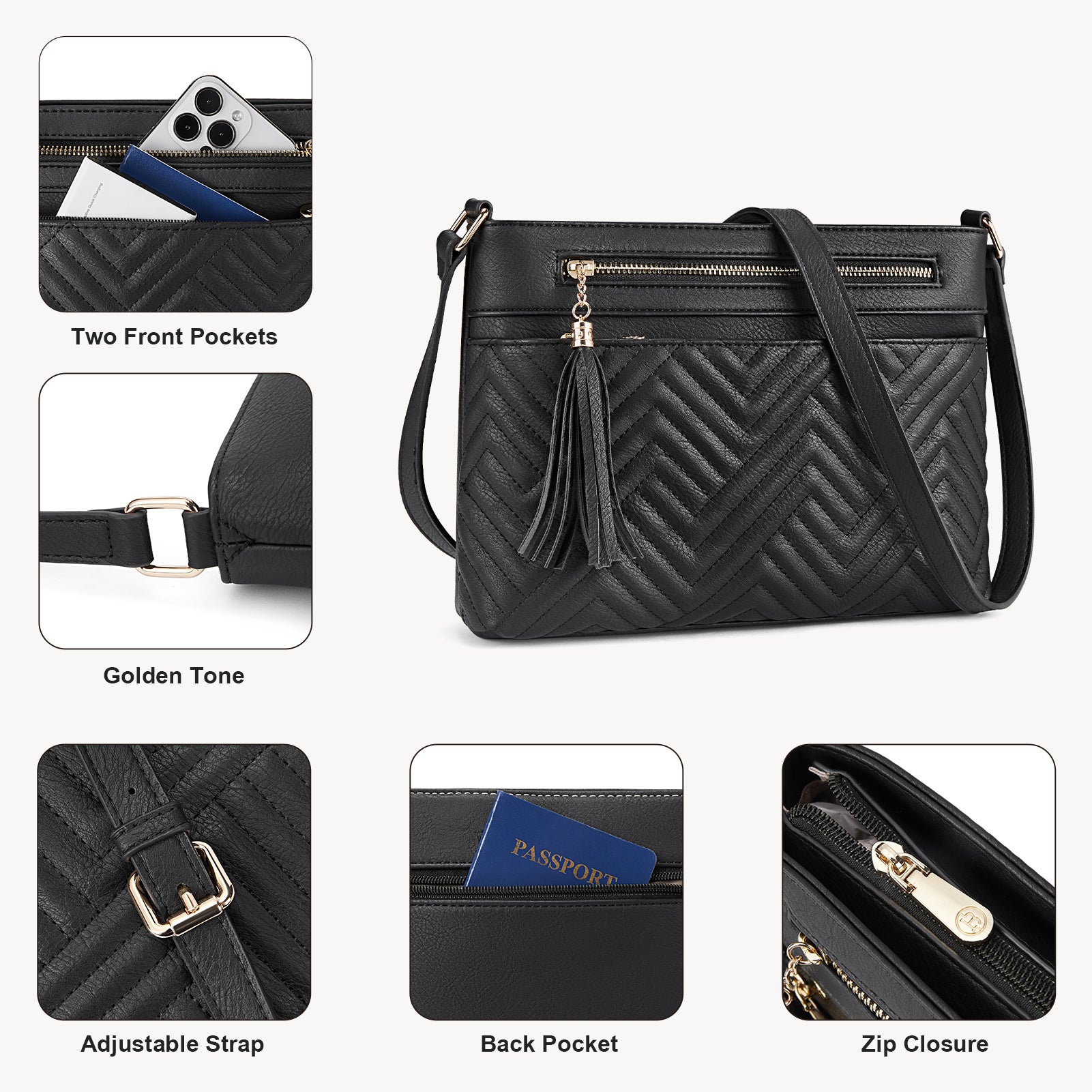 Nola Quilted Trendy Tassel Crossbody Shoulder Bag