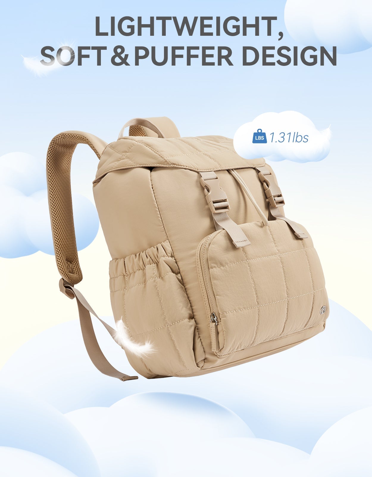 AVE 15.6 Inch Taslan Quilted Lightweight Laptop Backpack