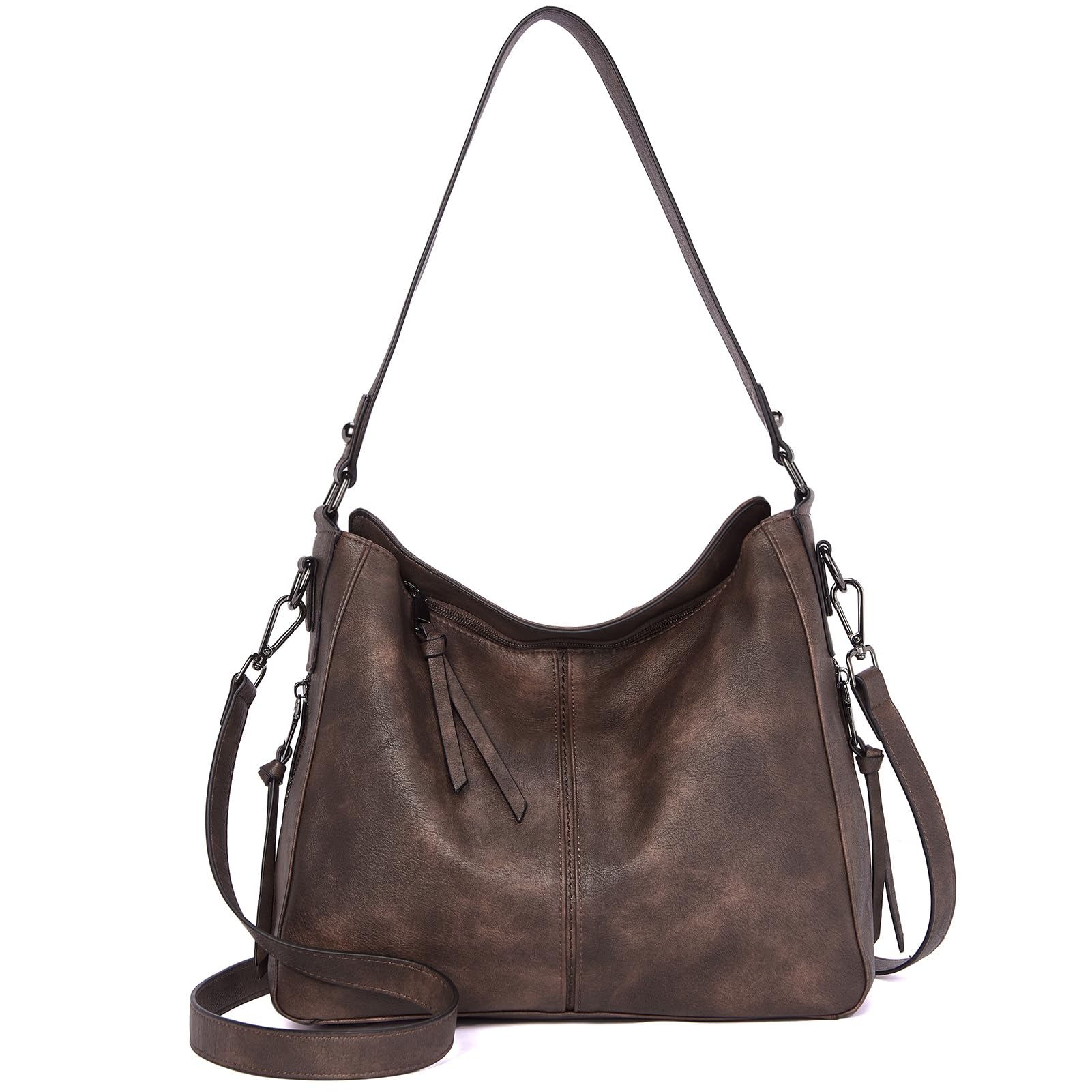 Kweli Large Stitch Detail Vegan Lether Hobo Bag