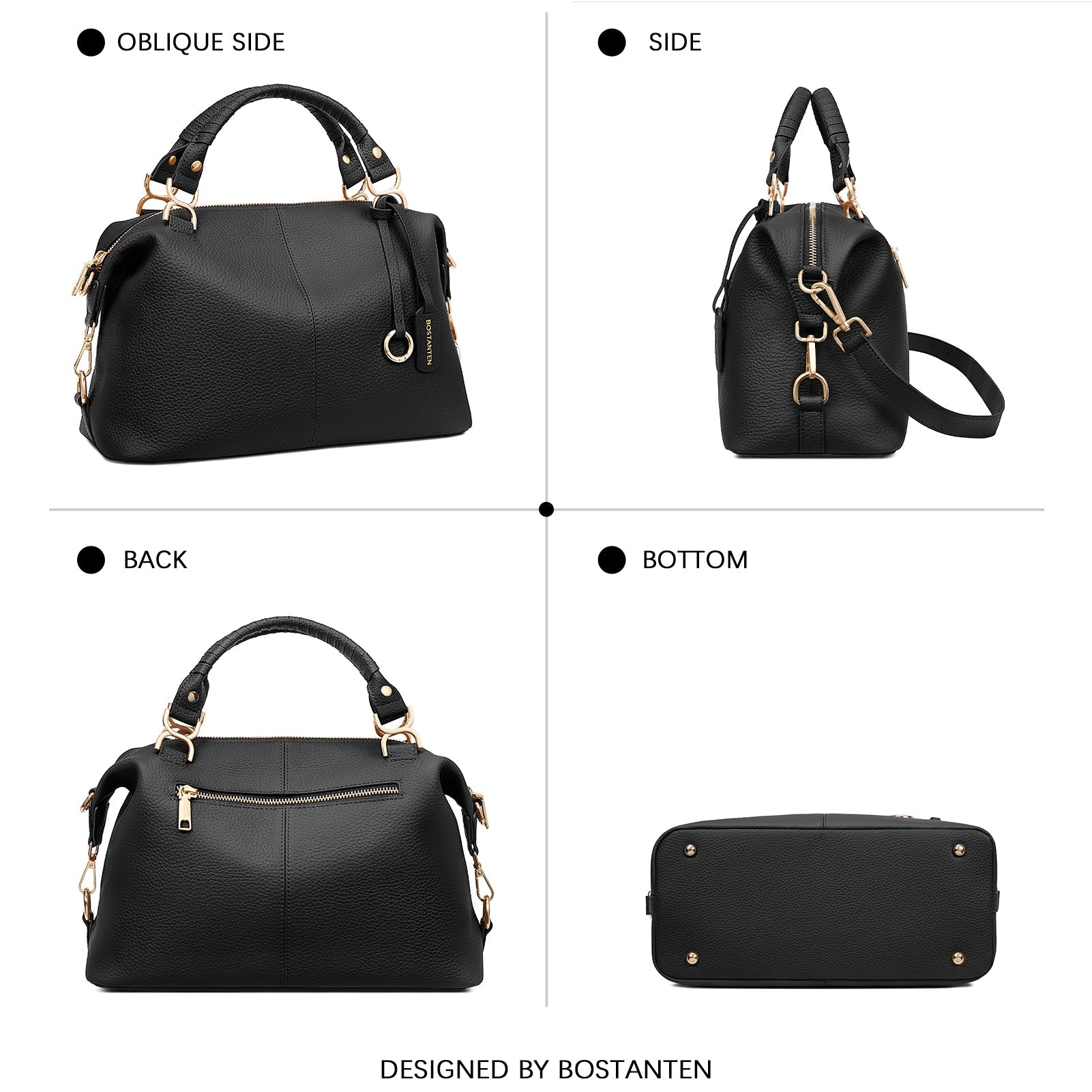 Nevin Genuine Leather Boston Handbag