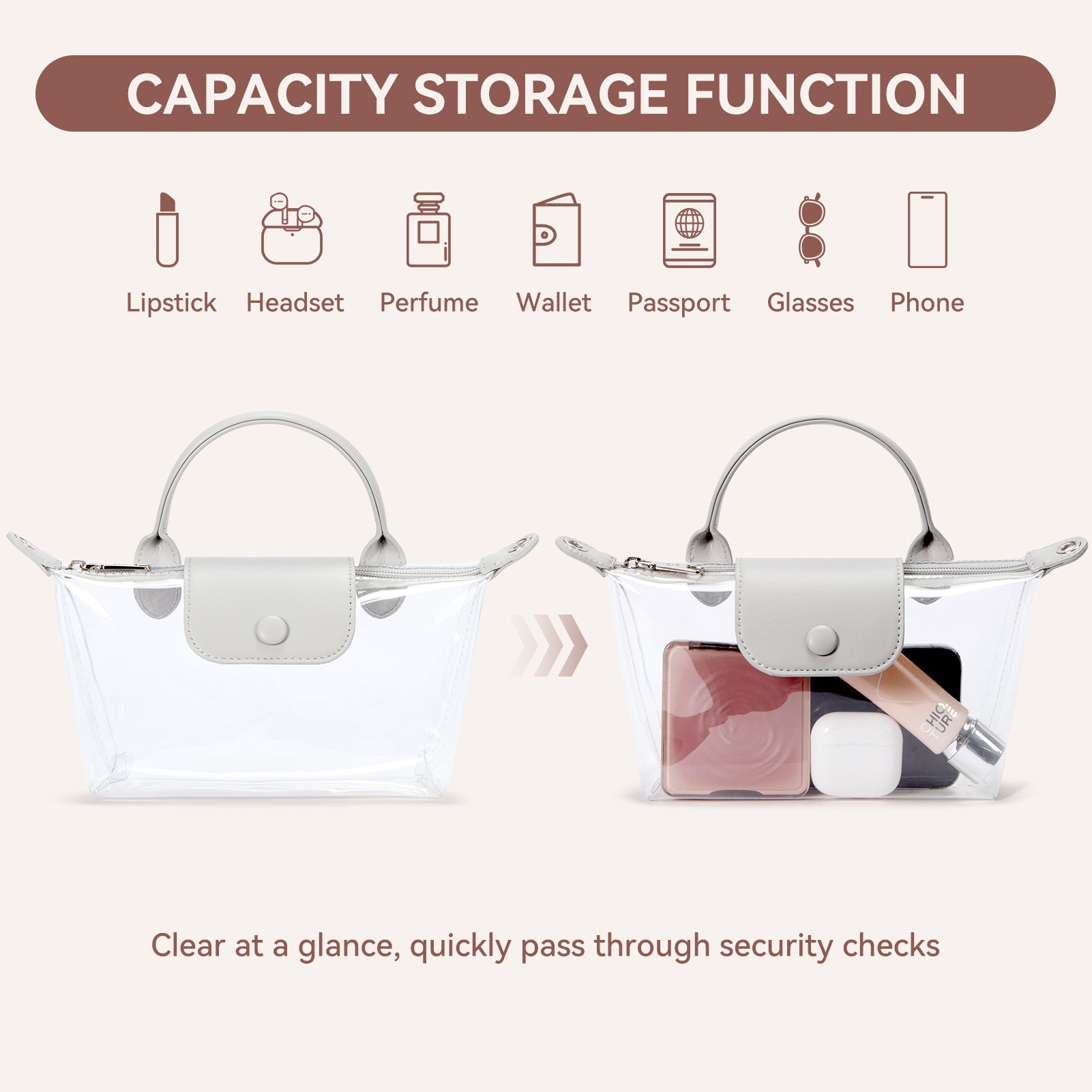 Clear Stadium Approved Crossbody Handbags For Concerts Sports Events