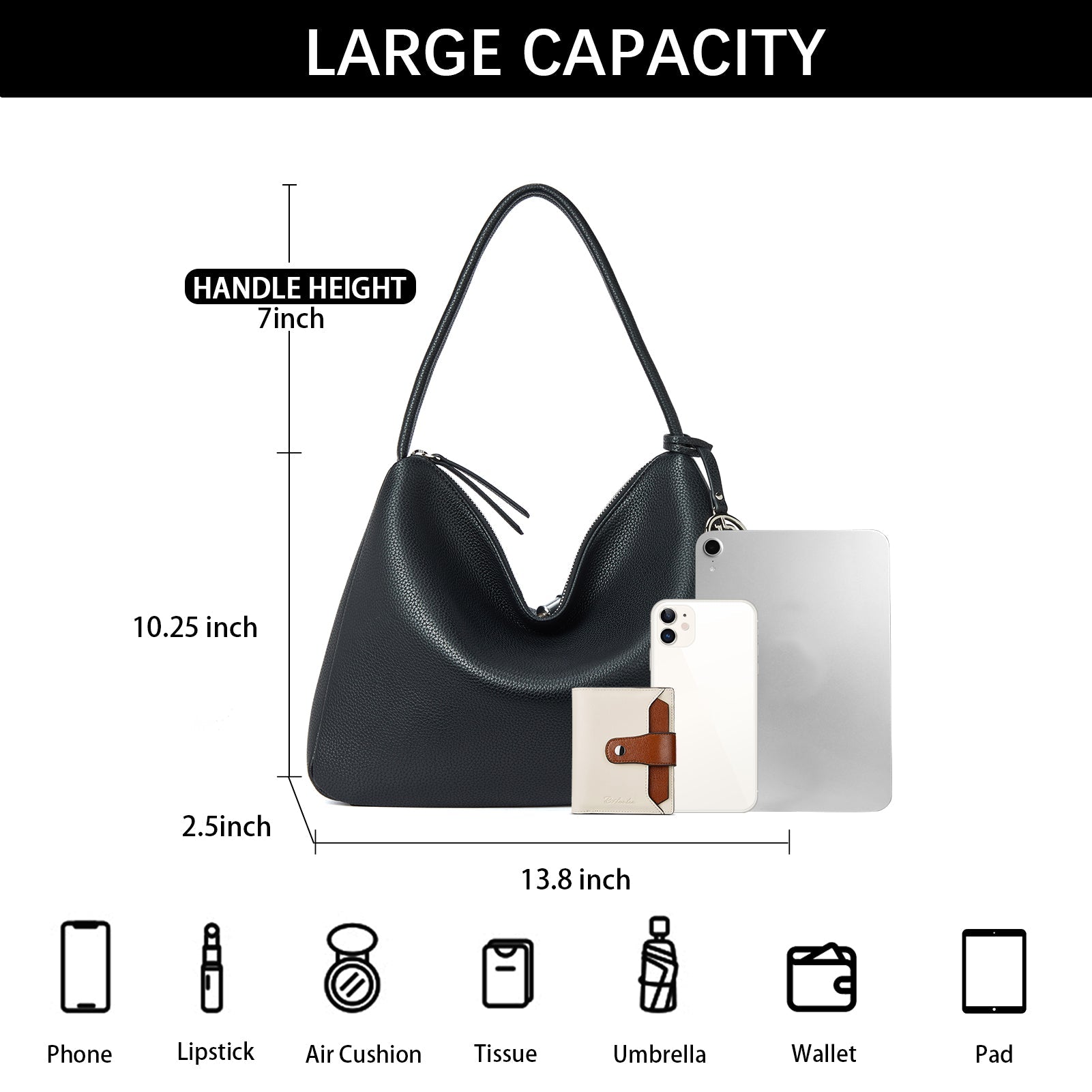 Vegan Leather Hobo Purses for Women Designer Shoulder Bags