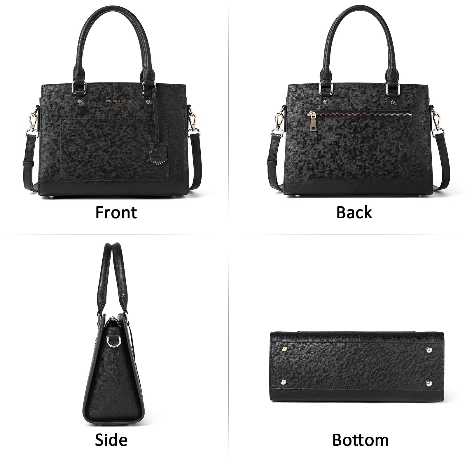 BOSTANTEN Women Top Handle Leather Tote Bag With Shoulder Strap