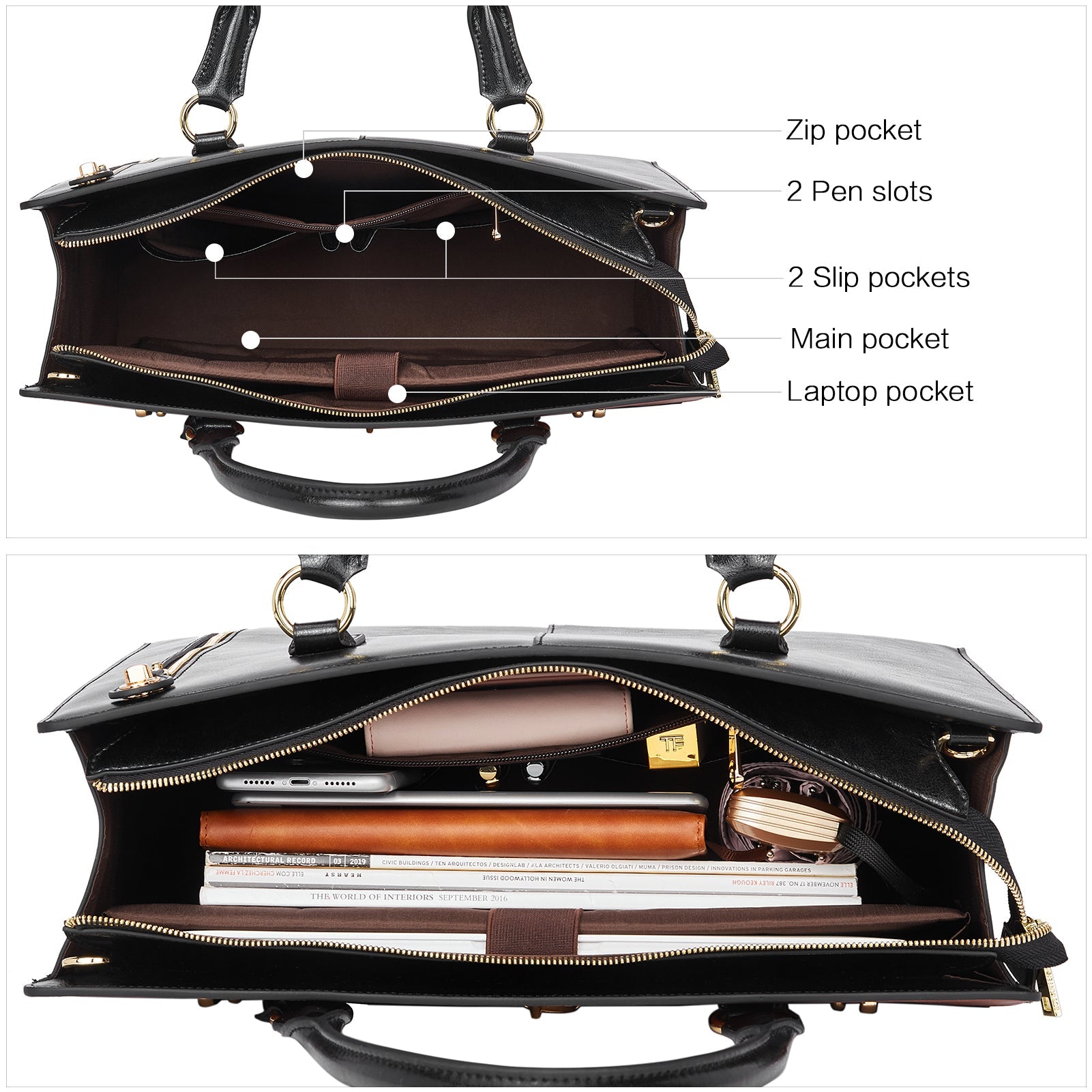 Machk Vintage Style Leather Briefcase — Fashion Everlasting