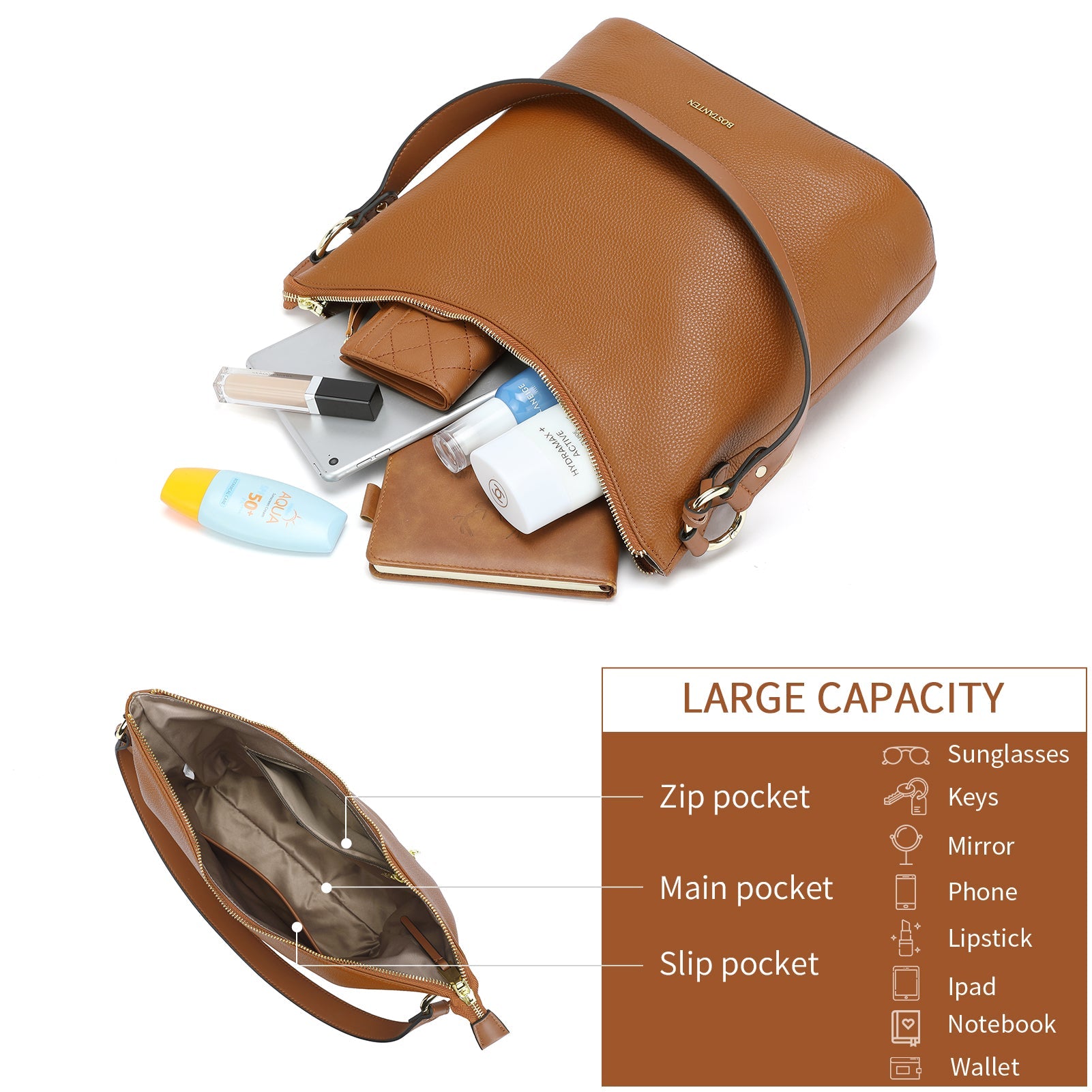 Kweli Trendy Leather Crossbody Hobo Bag for Hands-Free Carrying