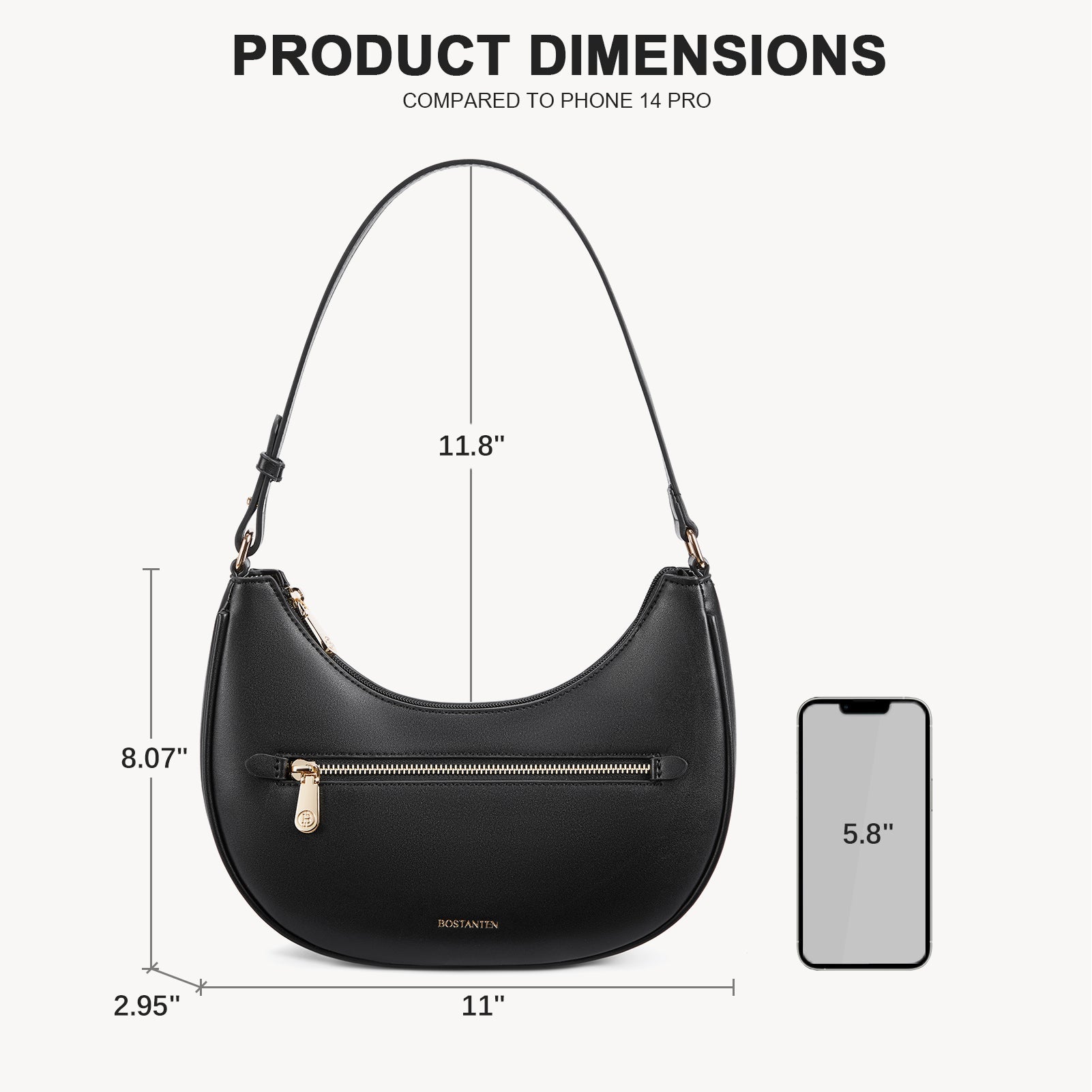 Kweli Crescent Shoulder Bag with Zip Pocket
