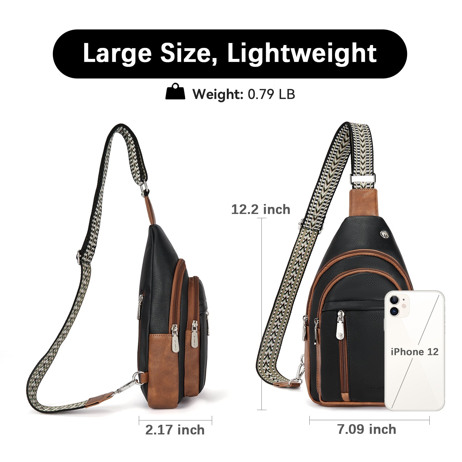Aurora Chevron Patterned Sling Bag with Adjustable Guitar Strap