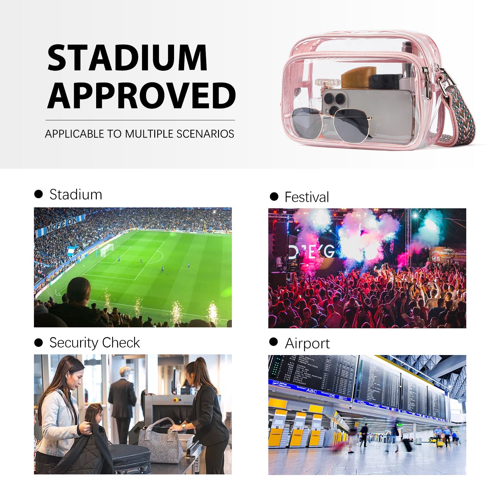 Nola Clear Stadium-Approved Crossbody Bags for Women