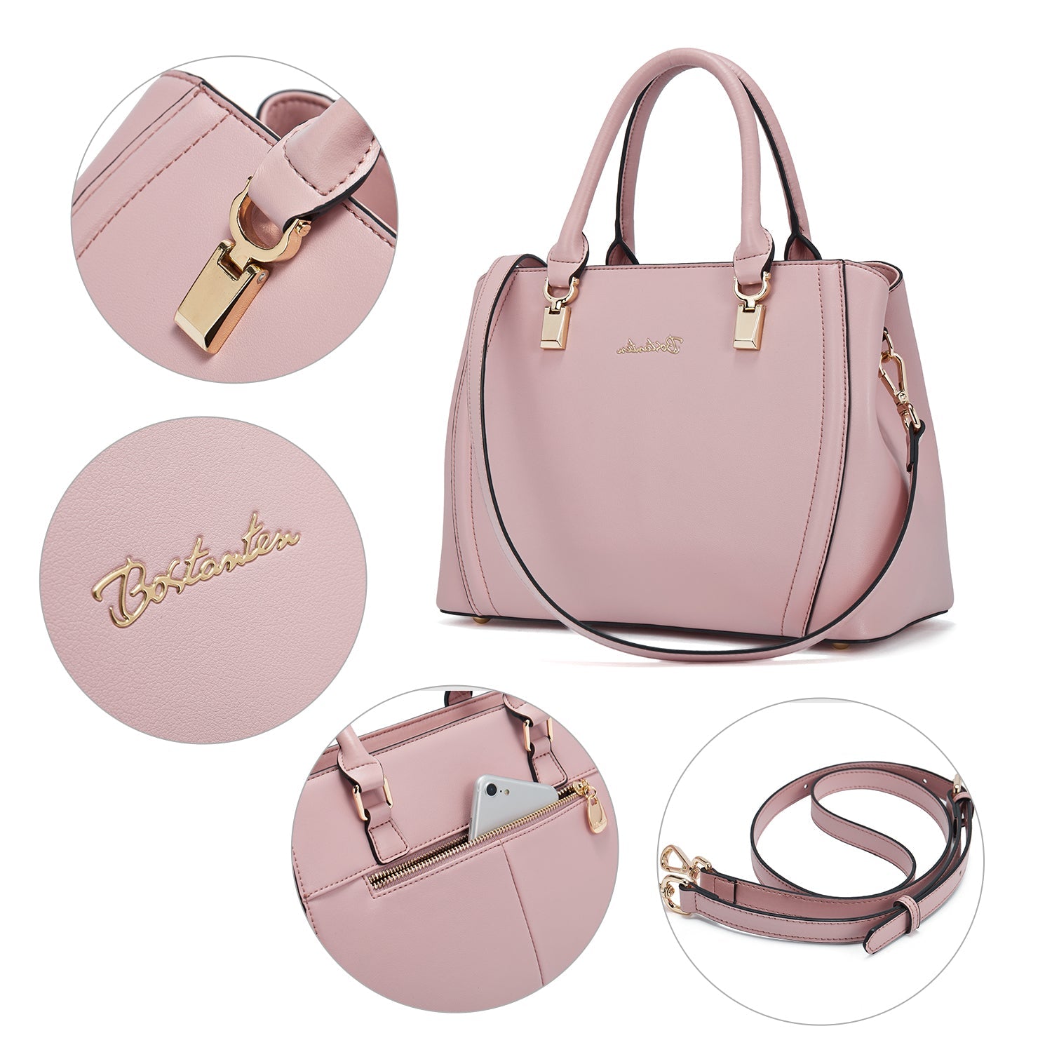Designer 11'' Leather Satchel With Crossbody Strap-Yellow & Pink