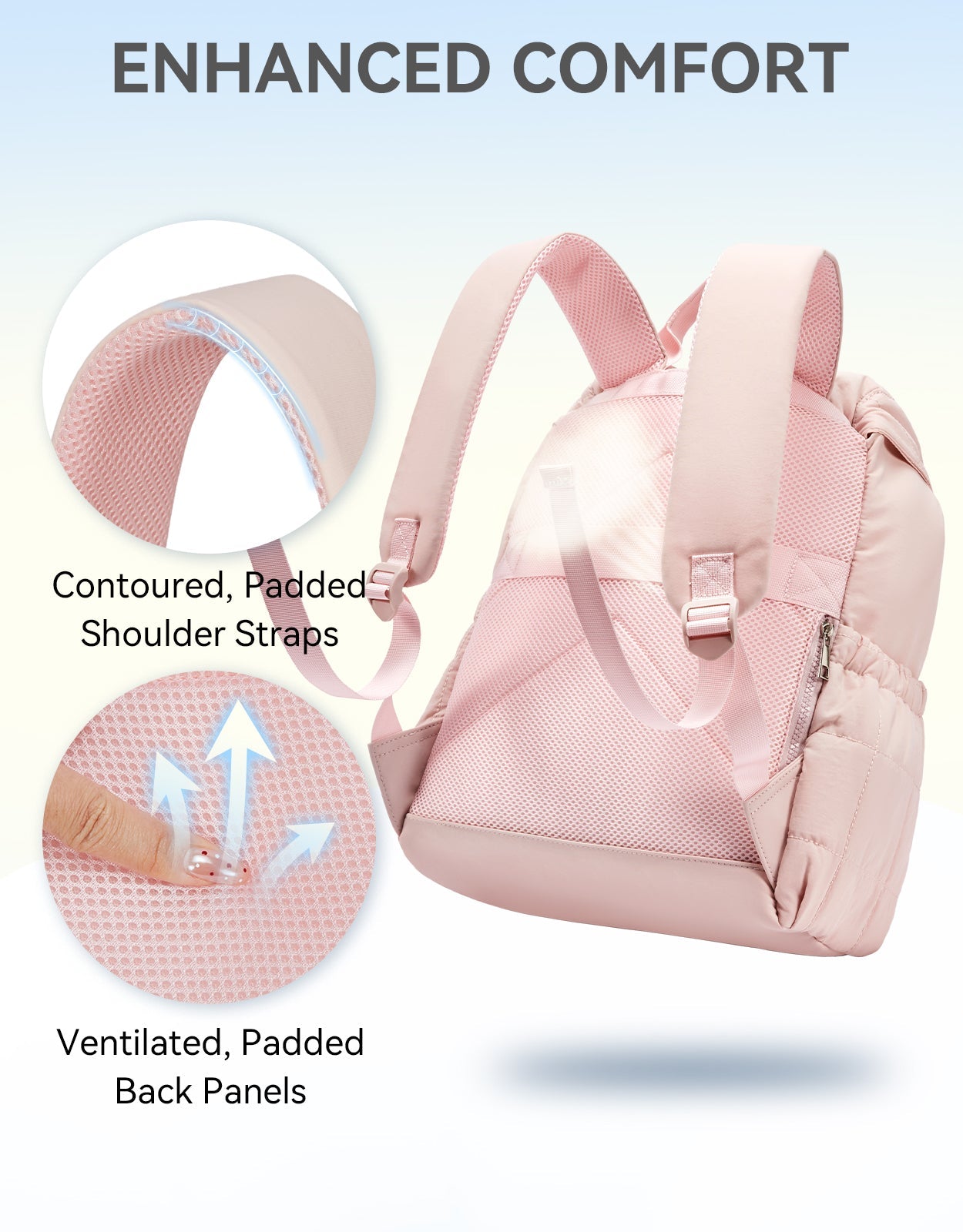 AVE 15.6 Inch Taslan Quilted Lightweight Laptop Backpack