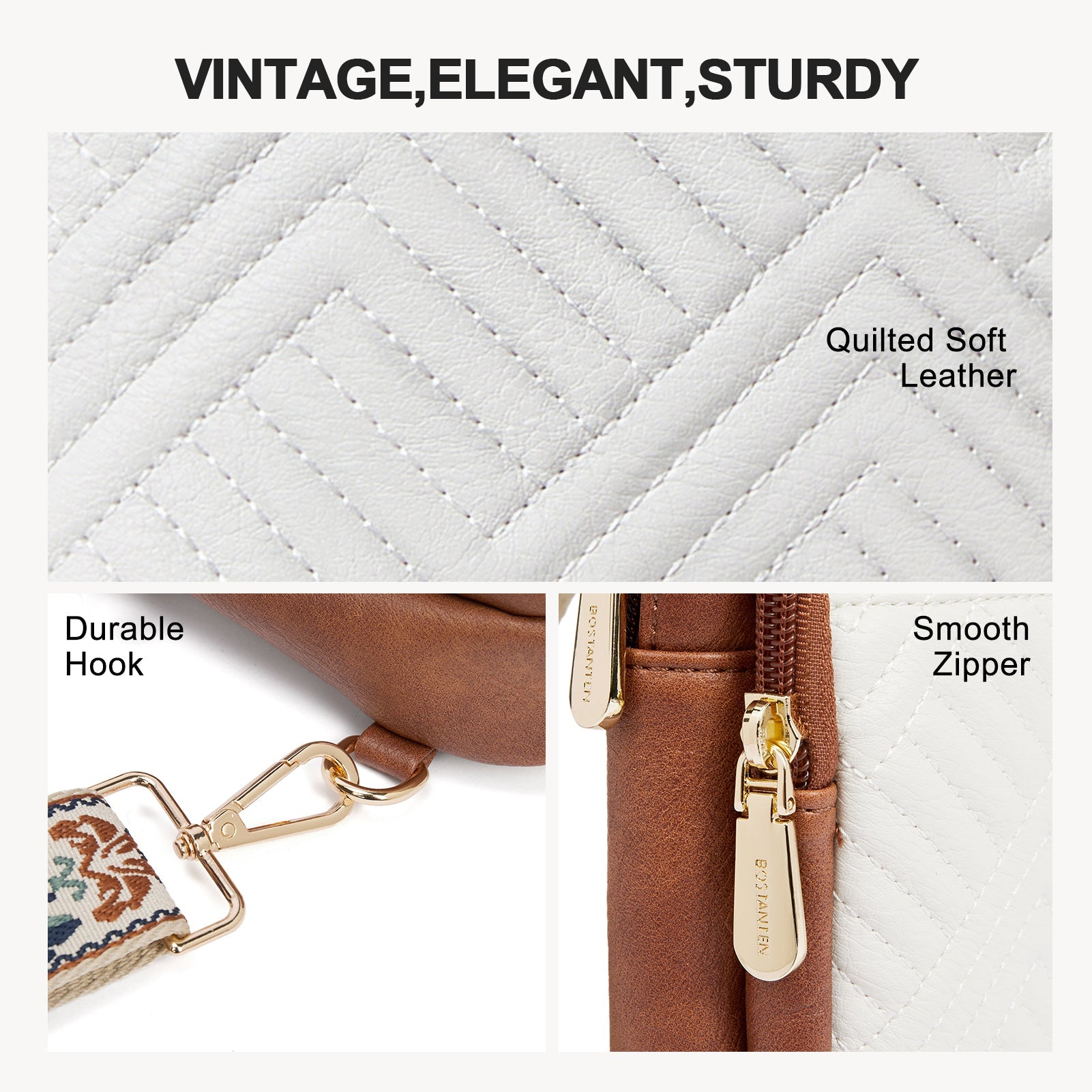 Aurora Chevron Quilted Embroidered Strap Sling Bag