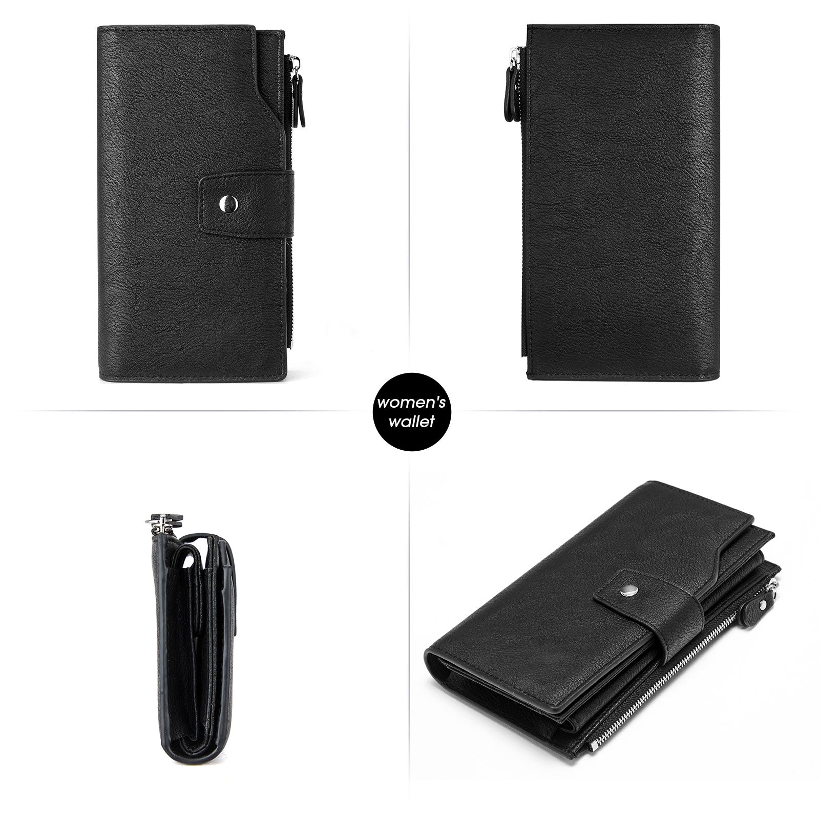 BOSTANTEN Womens Wallet Leather Wallets Large Capacity Cash Cluth Purses Coffee Rough Grain