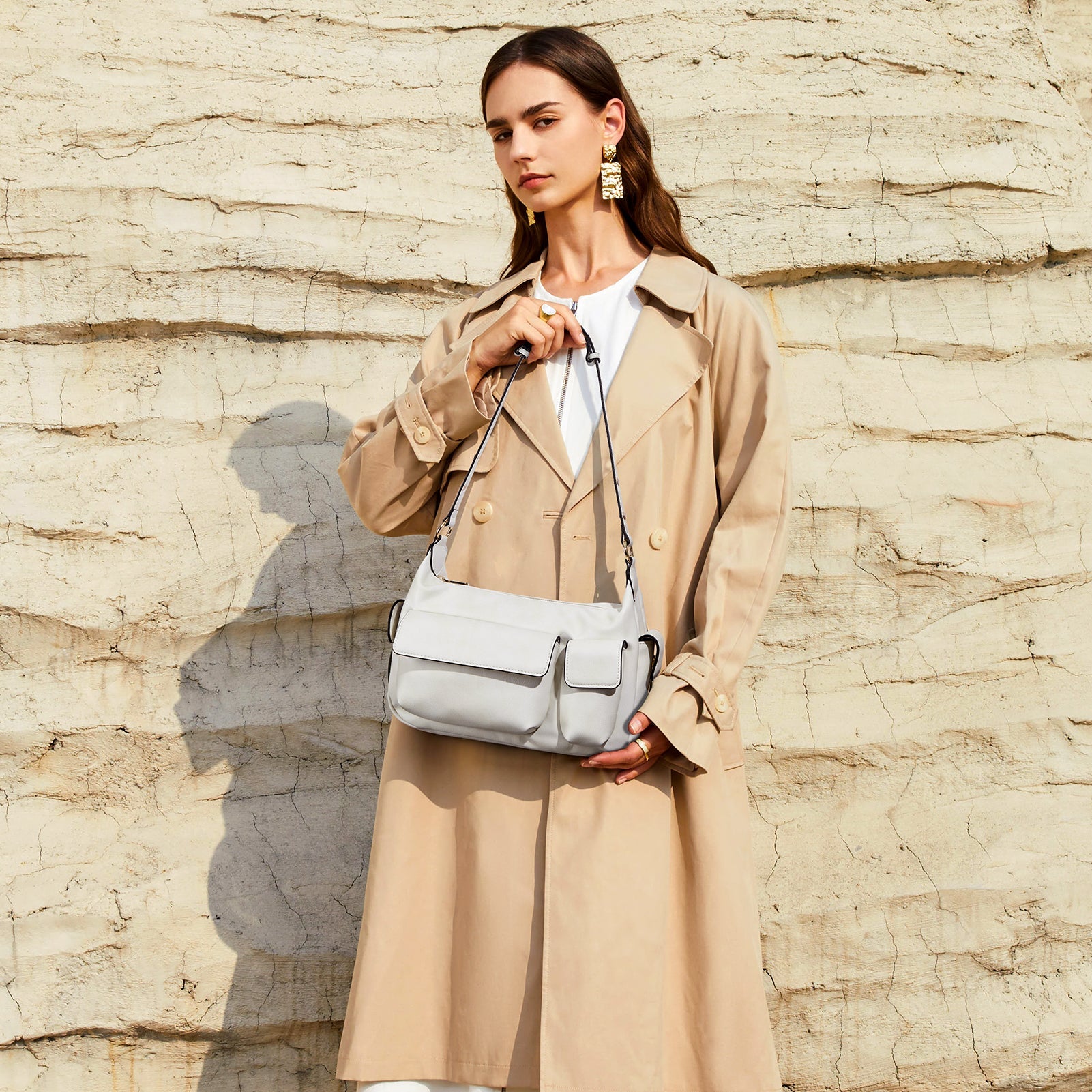 Kweli Distressed Cargo Pocket Shoulder Bag