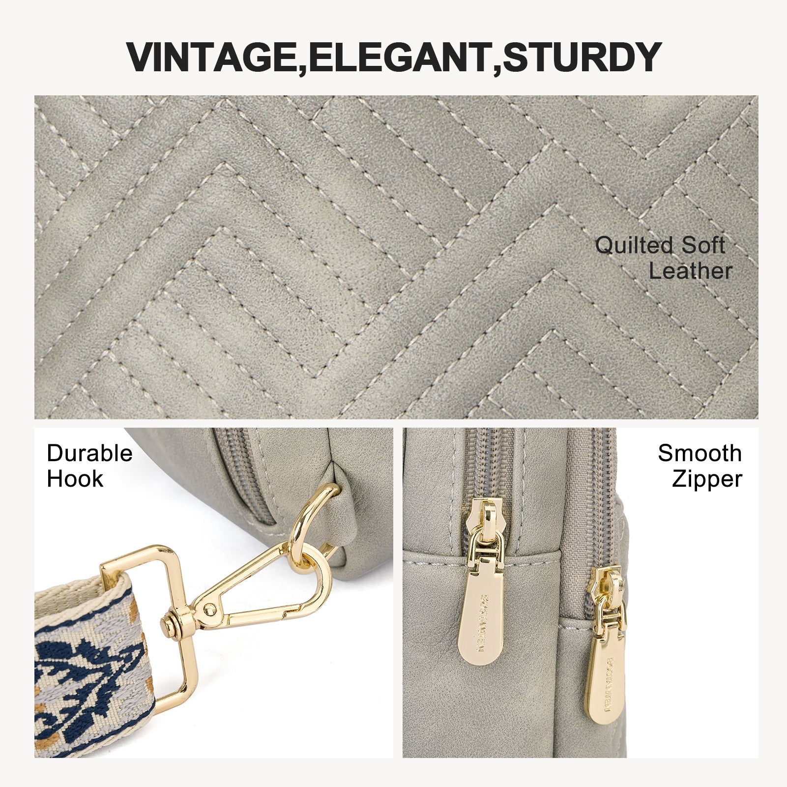Aurora Chevron Quilted Embroidered Strap Sling Bag