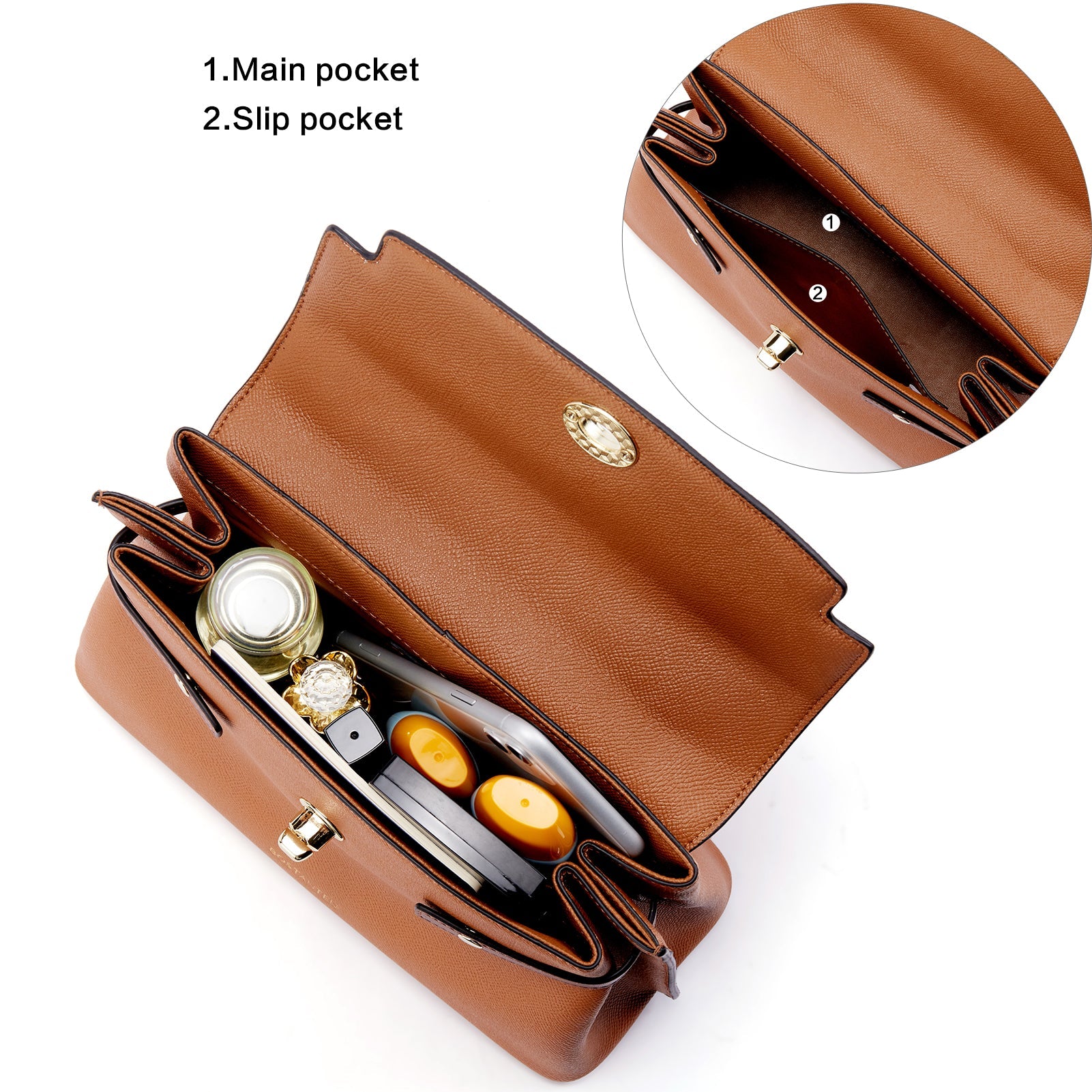 BOSTANTEN Top-handle Handbags for Women Designer Leather Crossbody Satchel Bags Shoulder Tote Purse