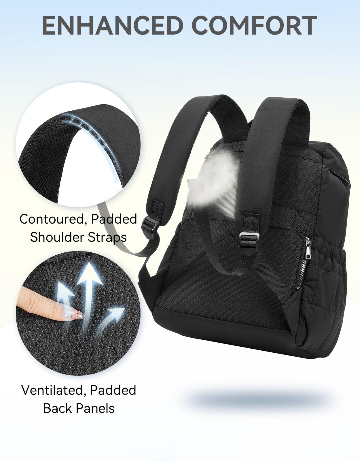 AVE 15.6 Inch Taslan Quilted Lightweight Laptop Backpack