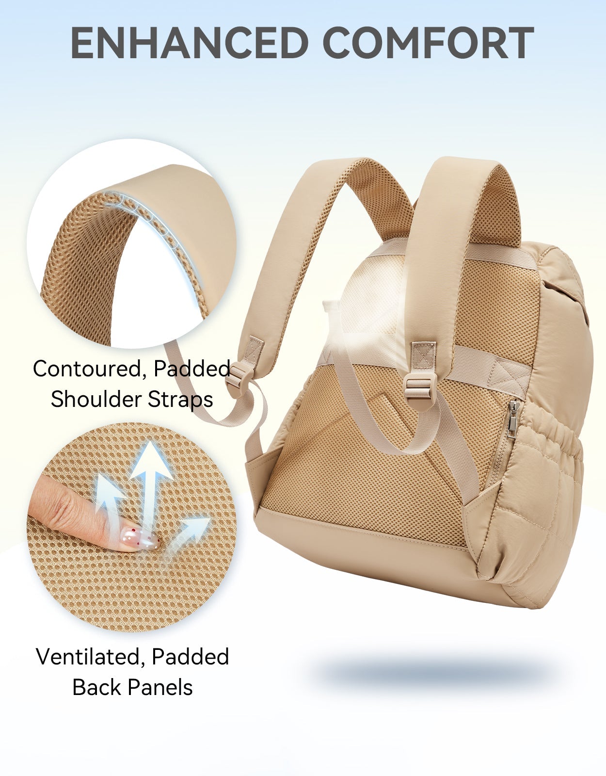 AVE 15.6 Inch Taslan Quilted Lightweight Laptop Backpack