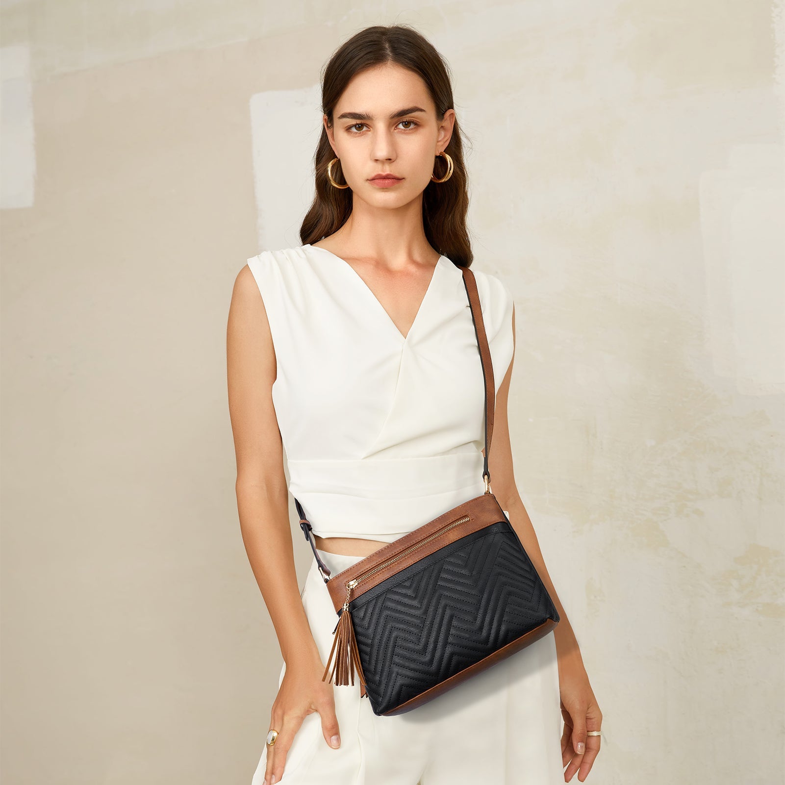Nola Quilted Trendy Tassel Crossbody Shoulder Bag