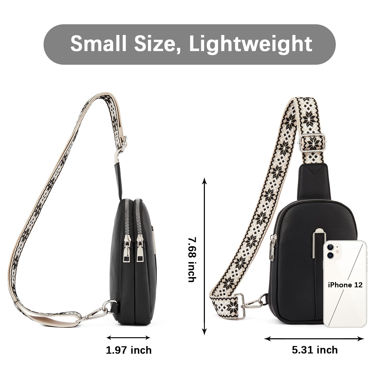 Aurora Adjustable Embroidered Shoulder Strap Crossbody Bag for Women