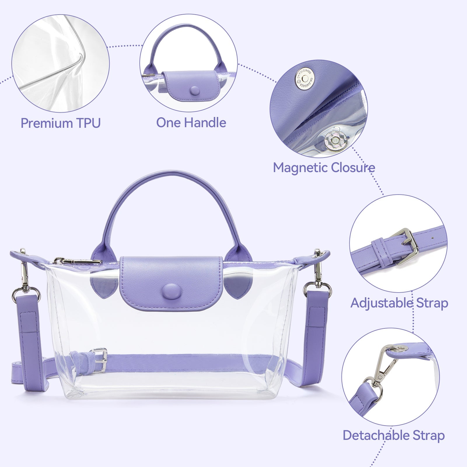 Clear Stadium Approved Crossbody Handbags For Concerts Sports Events