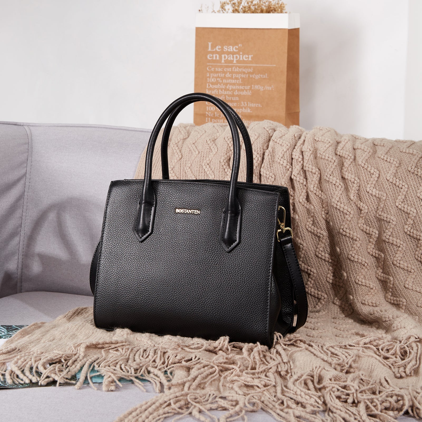 Machk Genuine Leather Tote Bag — Handle Shoulder