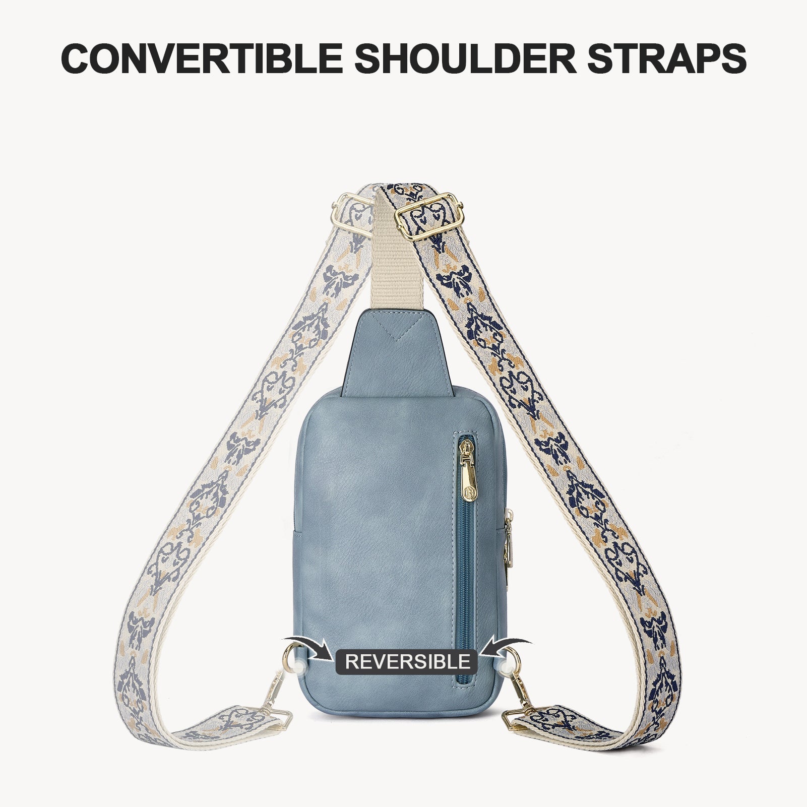 Aurora Chevron Quilted Embroidered Strap Sling Bag