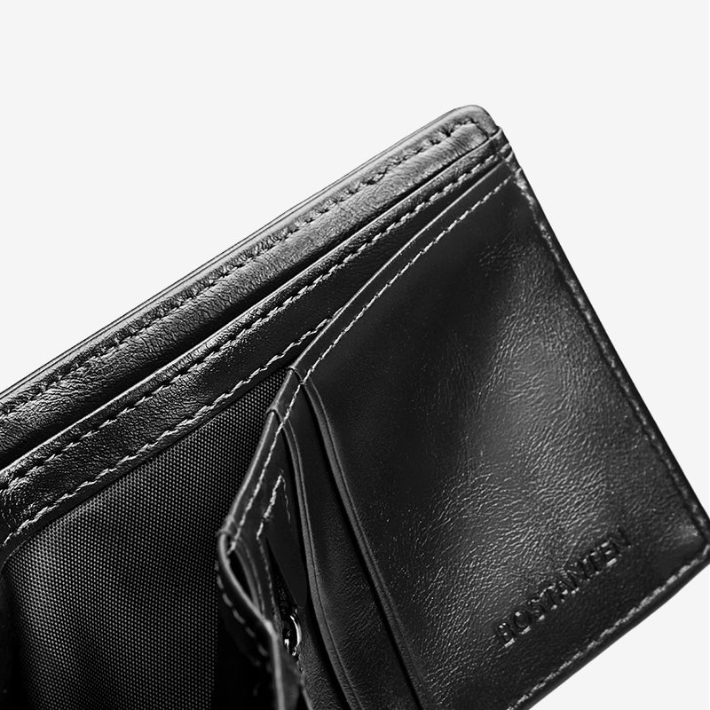 BOSTANTEN Bifold Wallet Men's Coin Zipper Material PU leather
