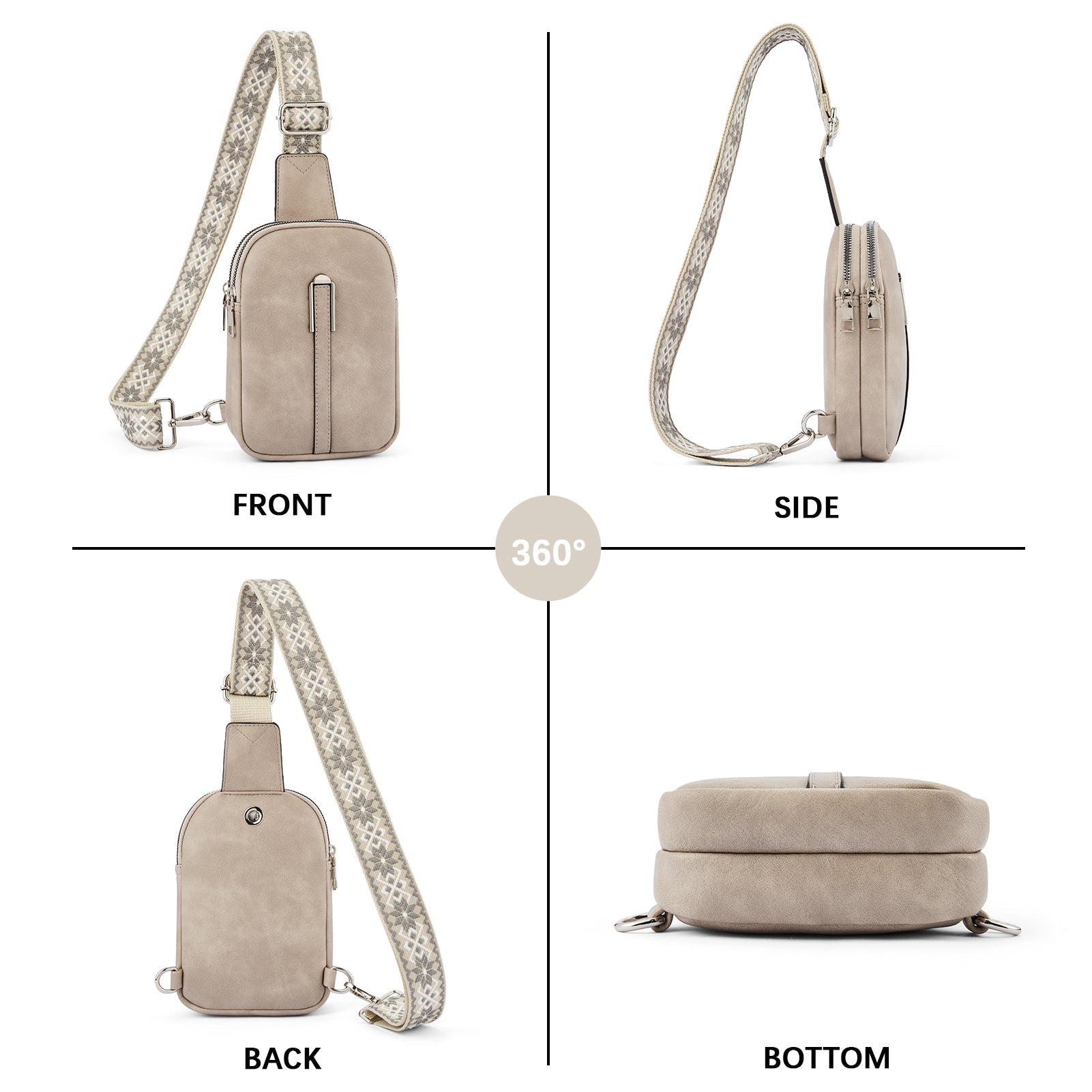 Aurora Adjustable Embroidered Shoulder Strap Crossbody Bag for Women