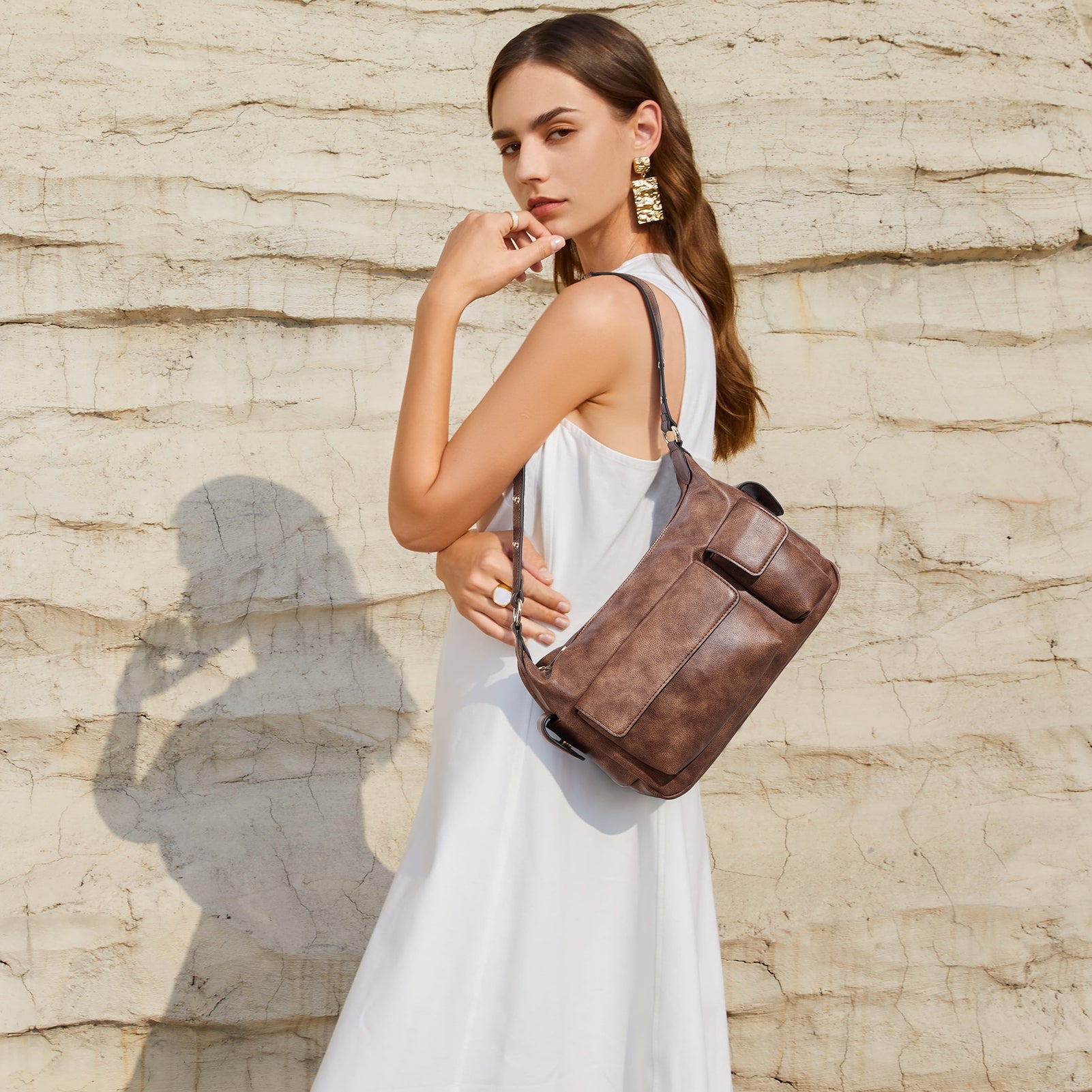 Kweli Distressed Cargo Pocket Shoulder Bag