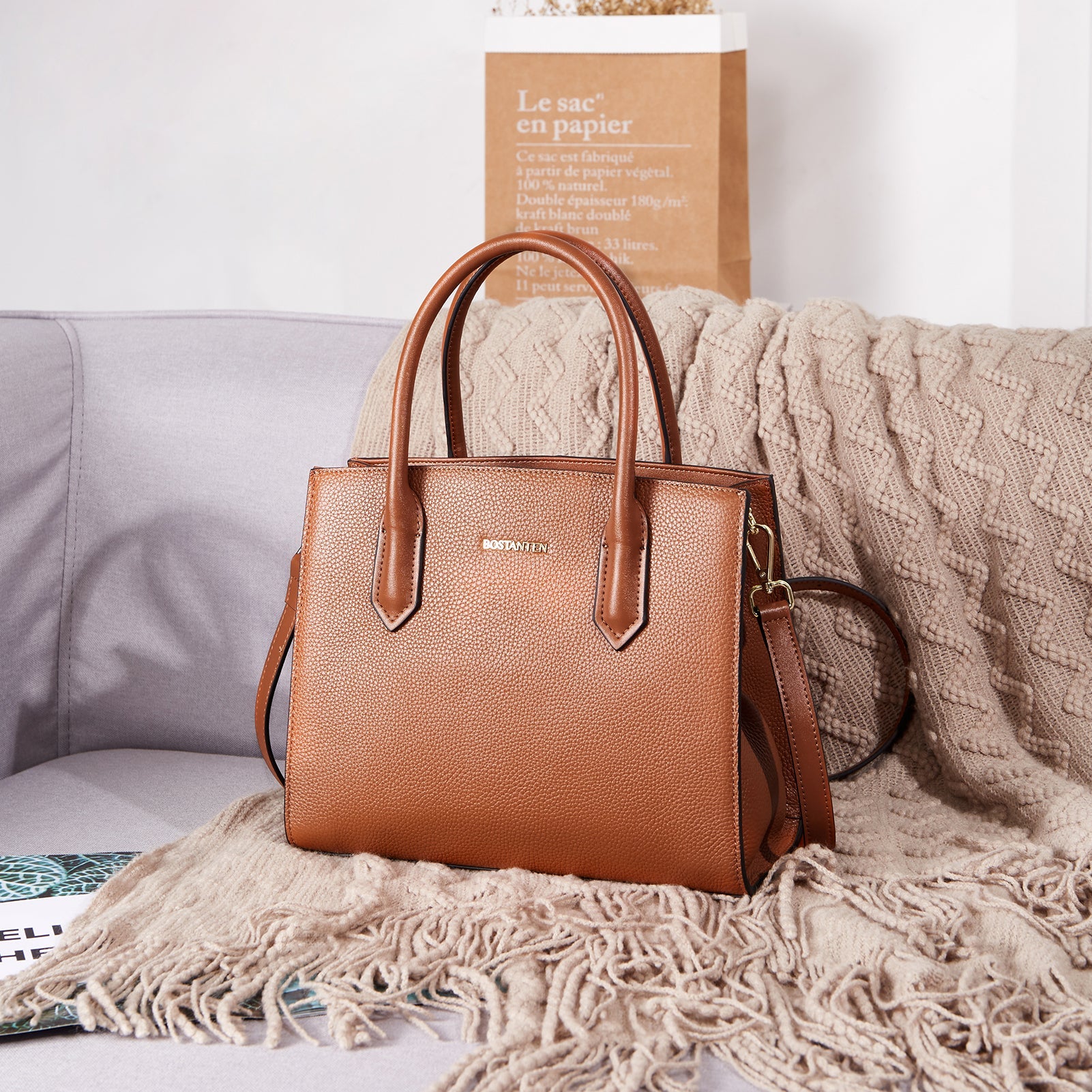 Machk Genuine Leather Tote Bag — Handle Shoulder