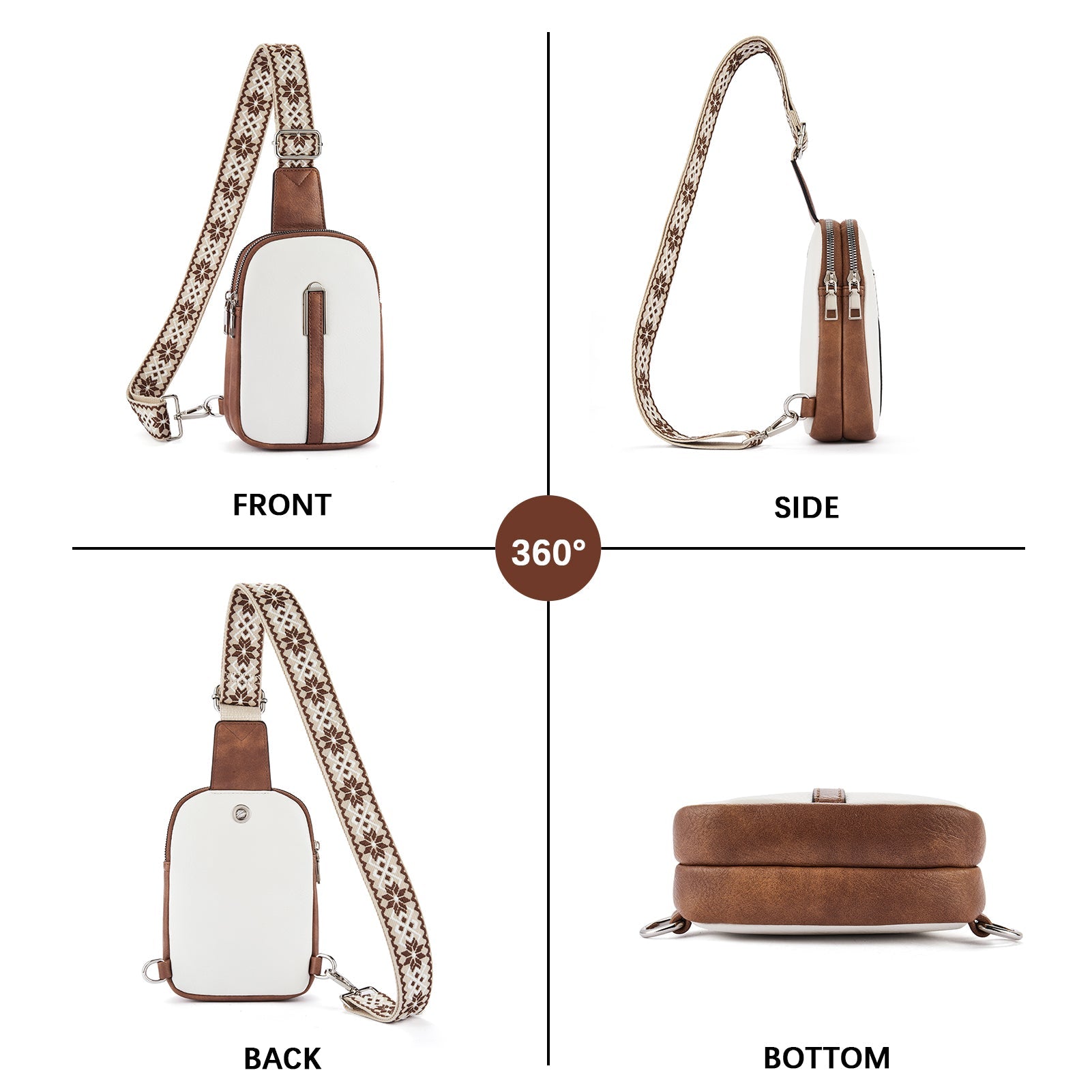 Aurora Adjustable Embroidered Shoulder Strap Crossbody Bag for Women