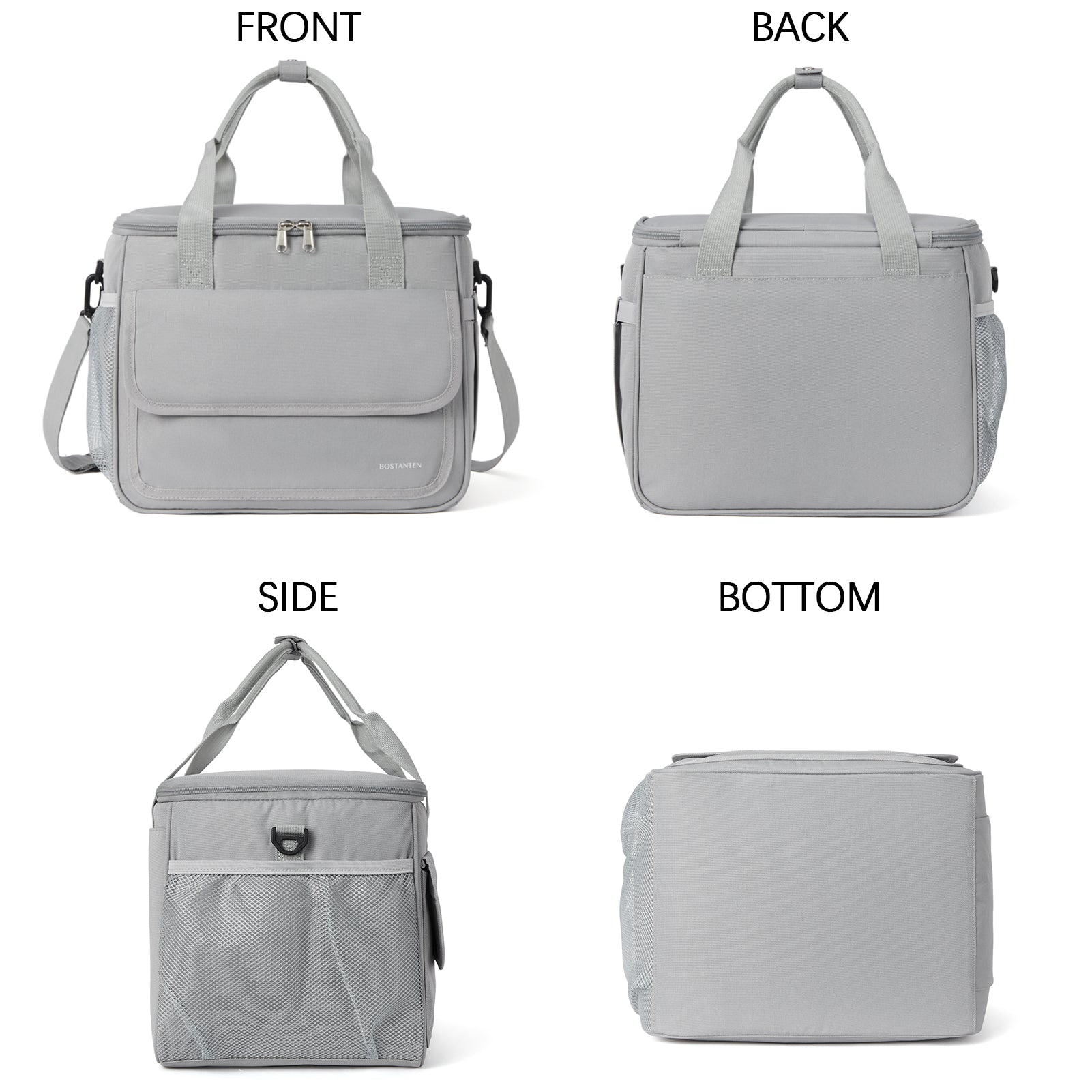 Cooler Bag, 30 Cans 20L Collapsible Soft Cooler Bag, Leakproof Beach Cooler Bag Portable Ice Chest with Bottle Opener, Insulated Lunch Bag for Picnic, Beach, Camping, Travel, Work, Grey