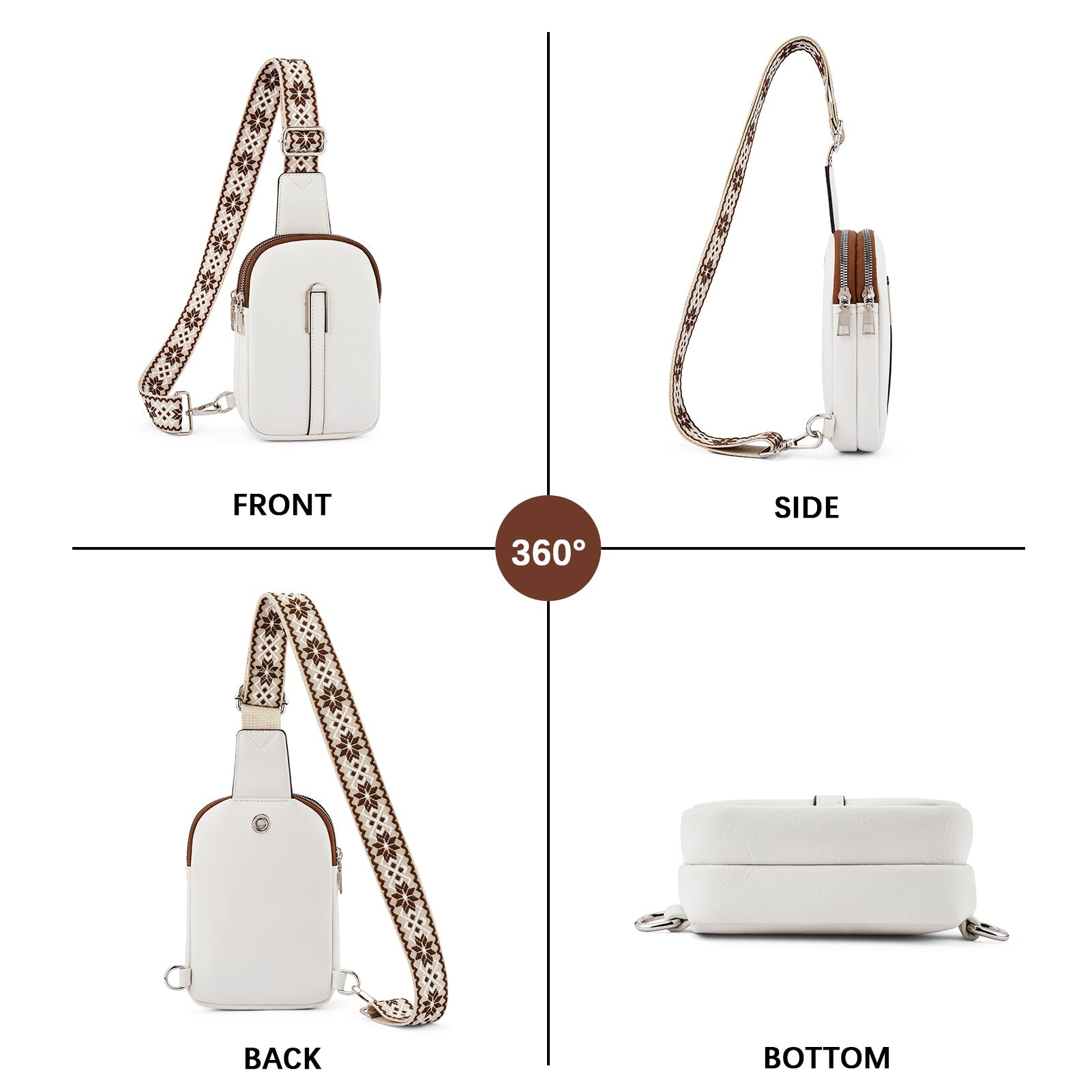 Aurora Adjustable Embroidered Shoulder Strap Crossbody Bag for Women