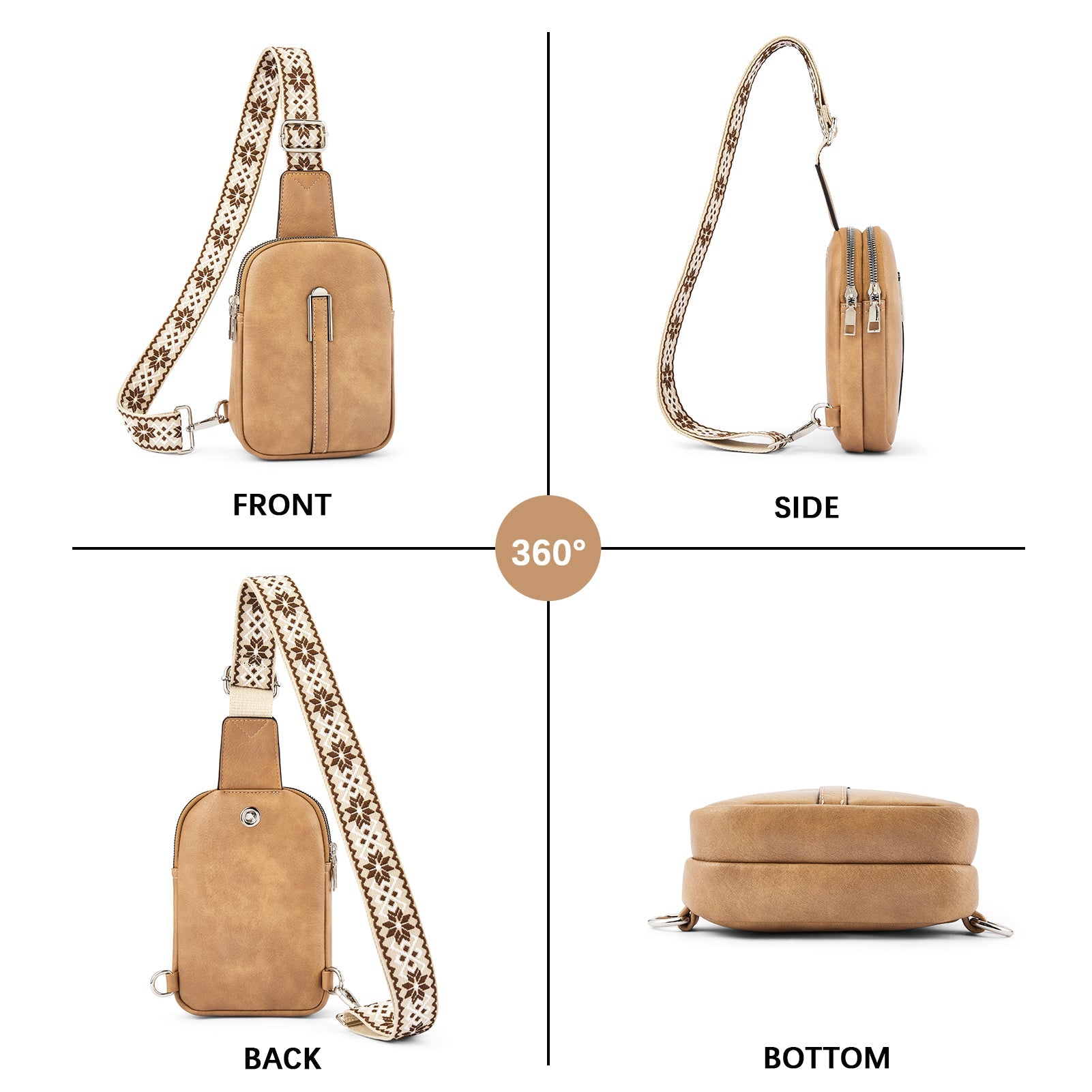 Aurora Adjustable Embroidered Shoulder Strap Crossbody Bag for Women