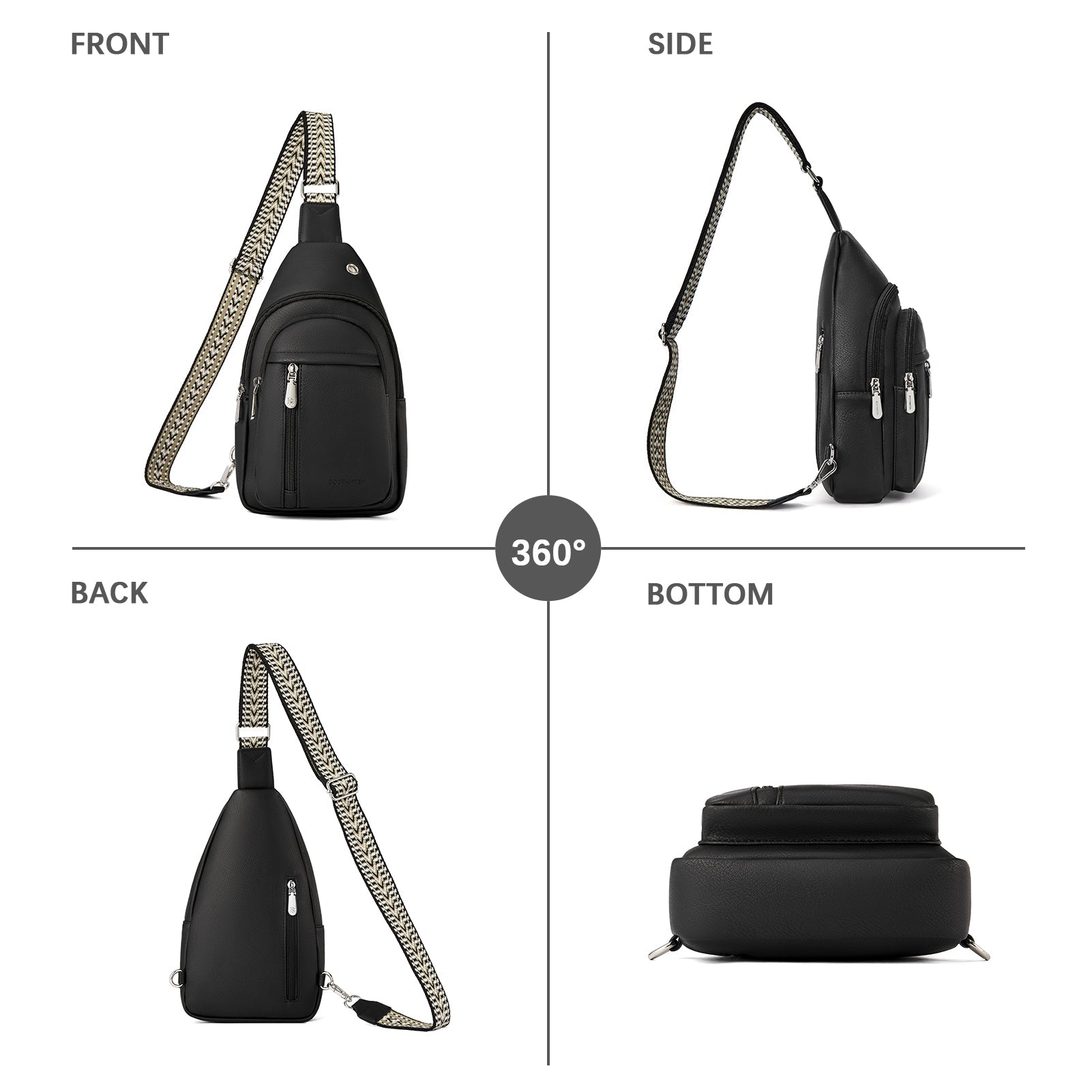 Aurora Chevron Patterned Sling Bag with Adjustable Guitar Strap
